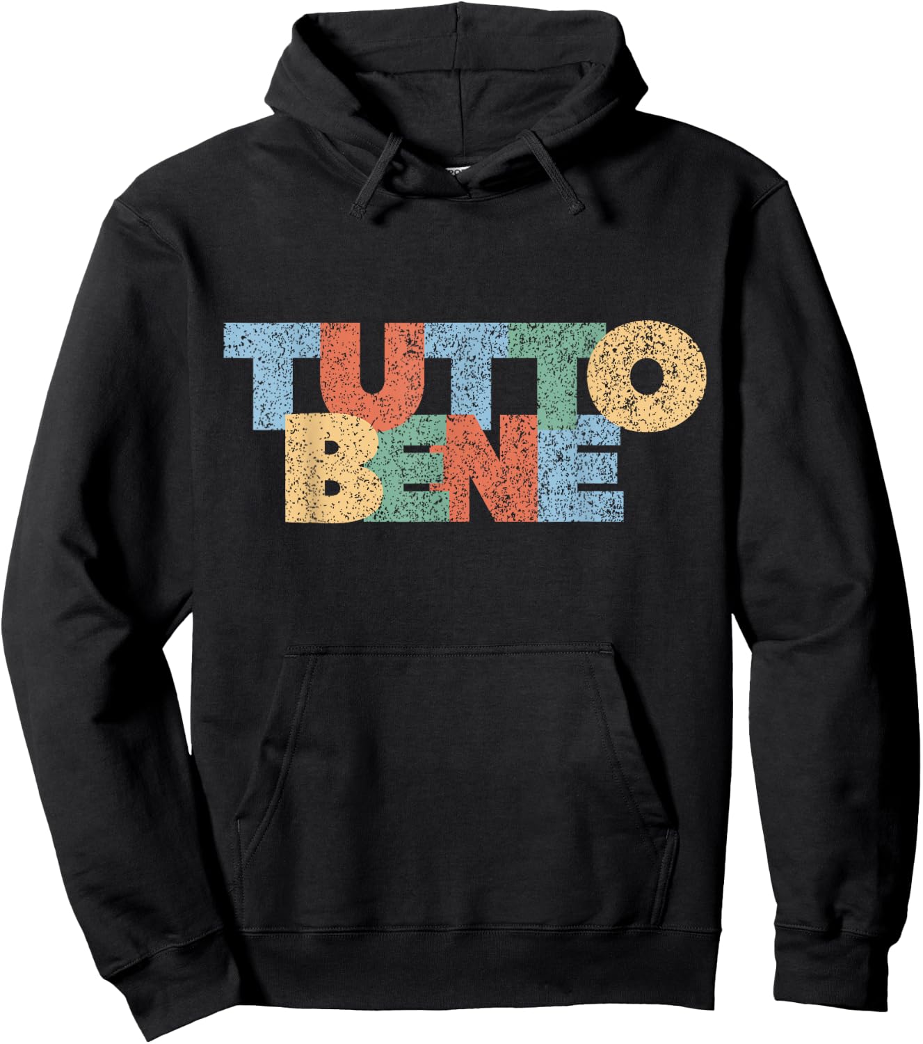 Alles Gut Tutto Bene Modern Colourful Rainbow Italy Saying , black, s Hoodie - Hoodie | Black