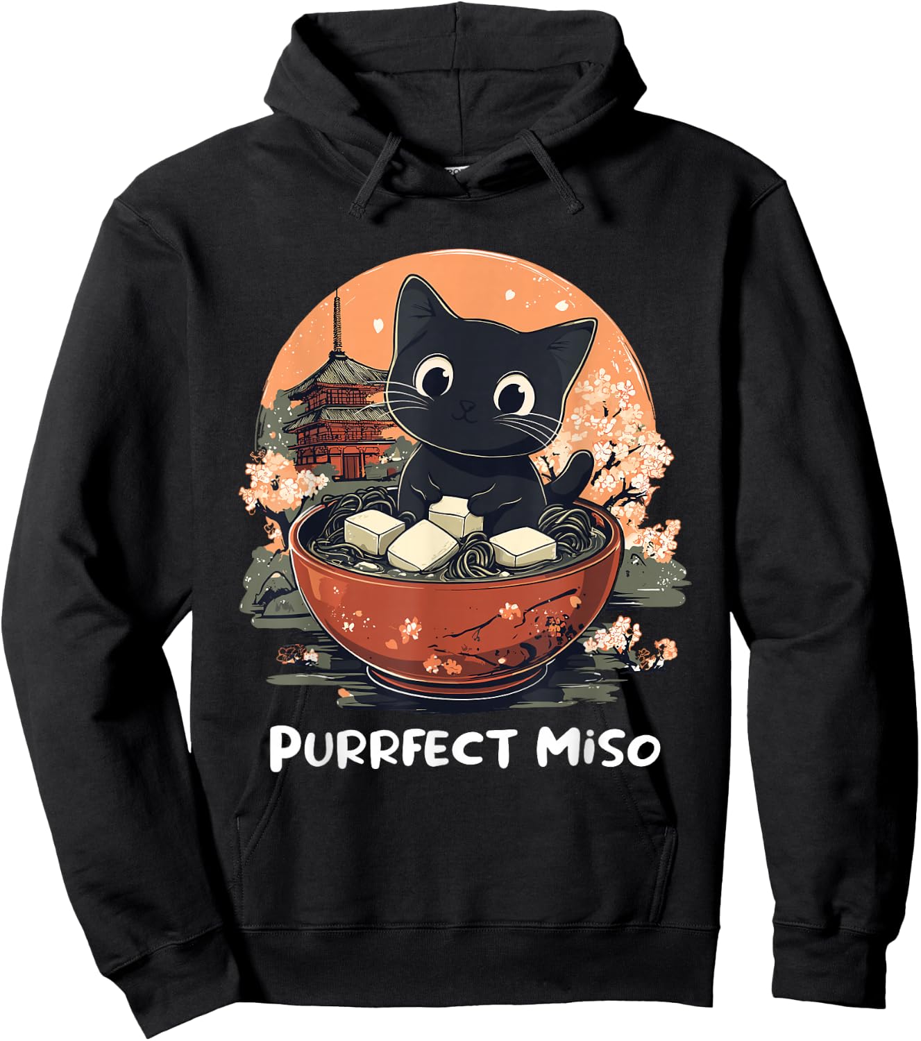 Cute Cat Lover Design Miso Soup Funny Cat Hoodie - Hoodie | Black