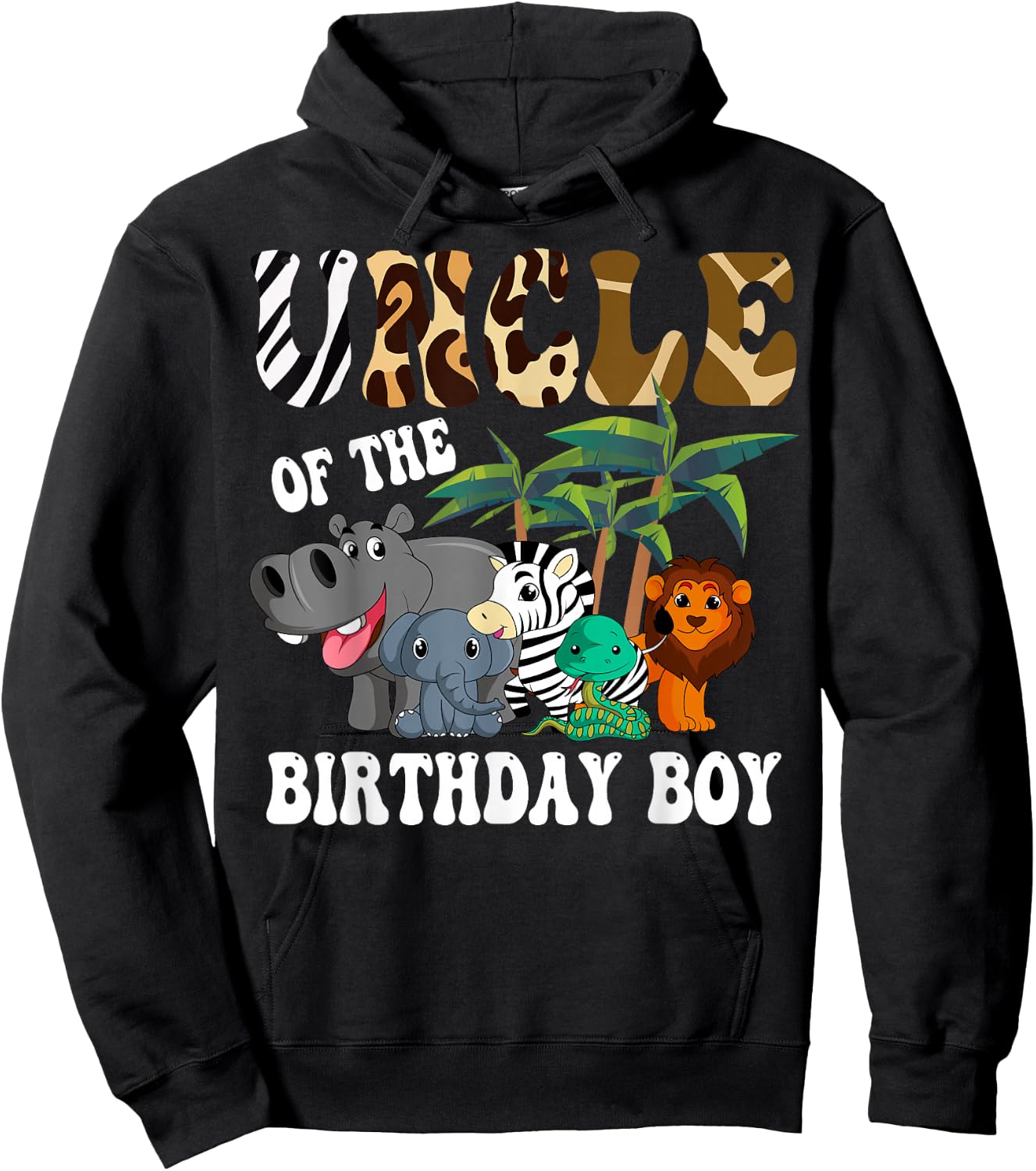 Uncle of the Birthday Boy Zoo Bday Safari Celebration Hoodie - Hoodie | Black