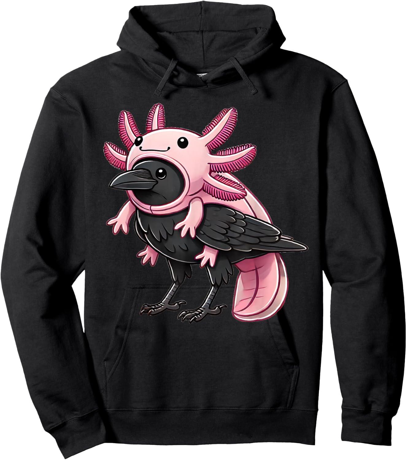 Kawaii Crow Raven Bird Axolotl Costume Hoodie - Hoodie | Black