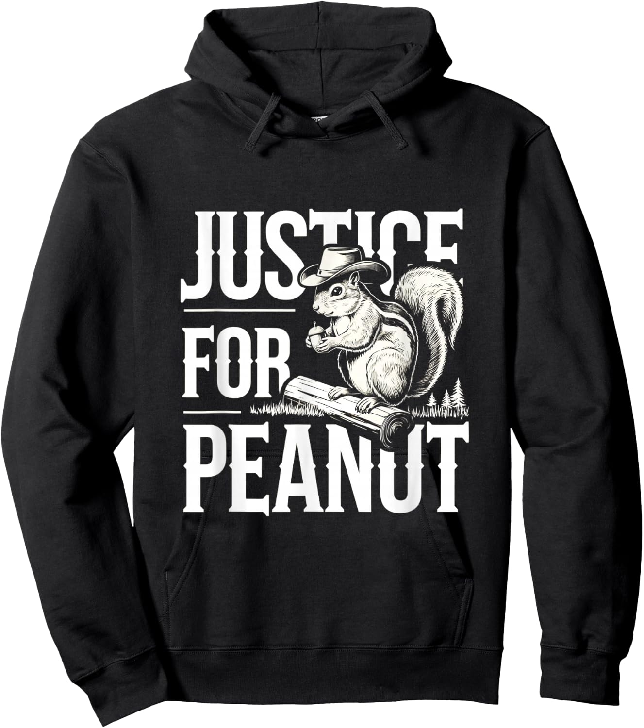 Justice For Peanut The Squirrel - Cute Squirrel Cowboy Hat Hoodie - Hoodie | Black