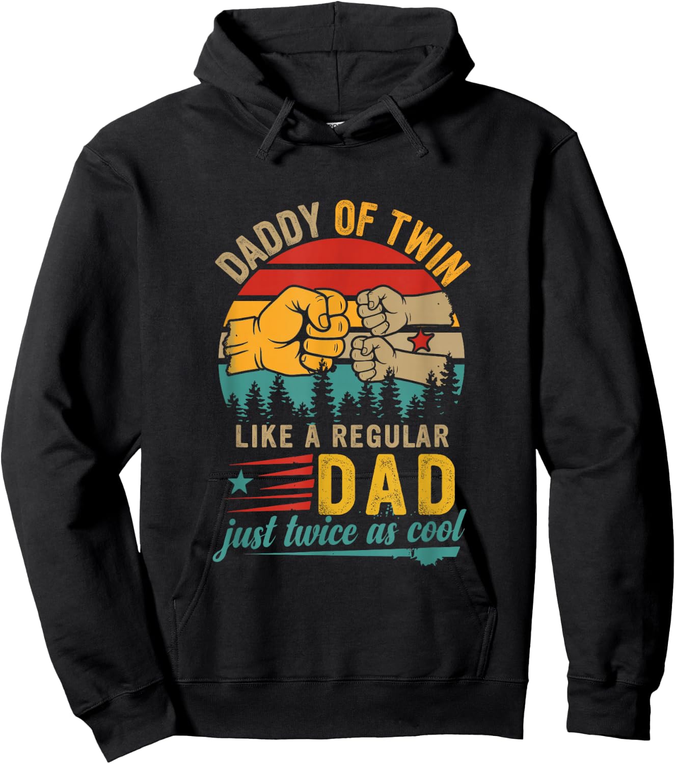 Vintage Daddy of Twin Definition Twice Cool Father's Day Hoodie - Hoodie | Black