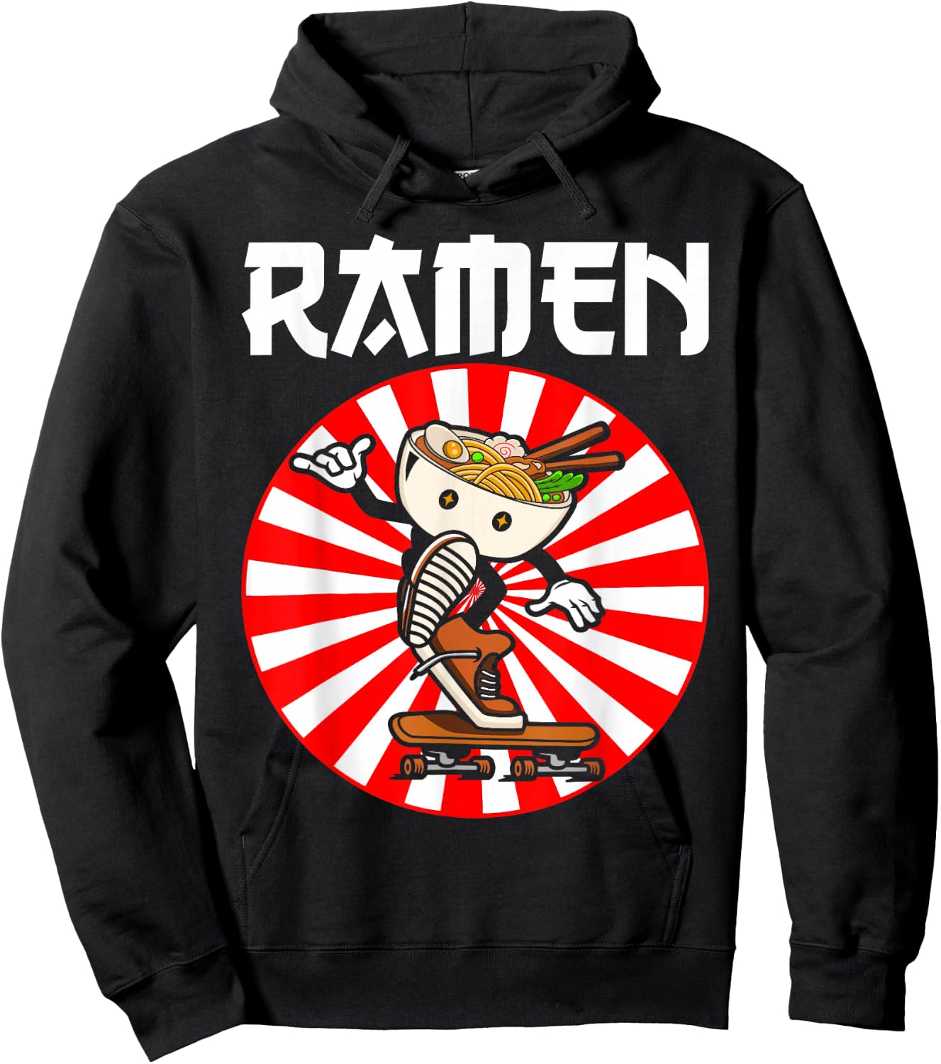 Cute Ramen Skater Kawaii Anime Skateboard Lover Teens Hoodie - Hoodie | Black