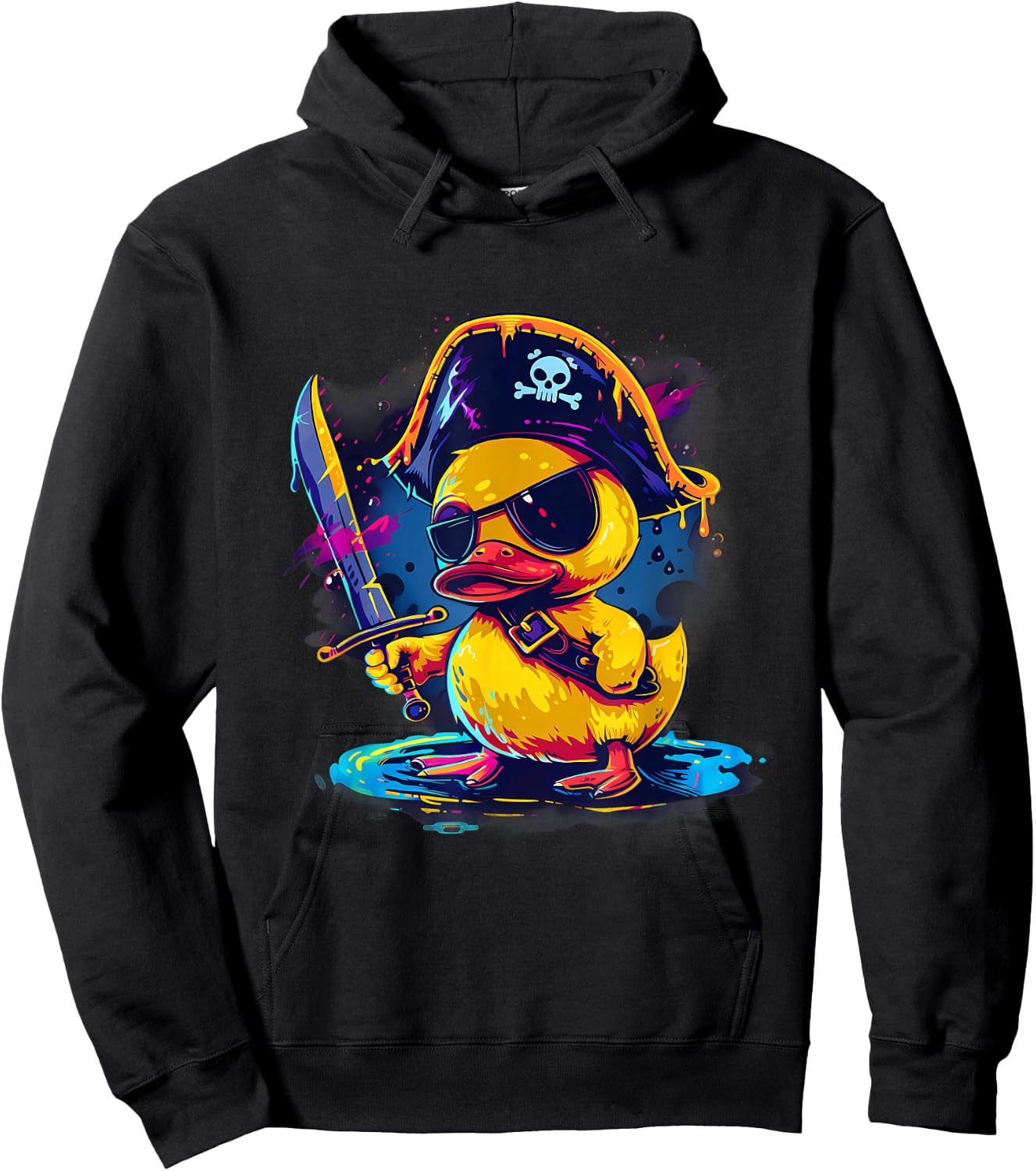 Rubber Duck Pirate Rubber Duckling Artwork Funny Rubber Duck Hoodie - Hoodie | Black