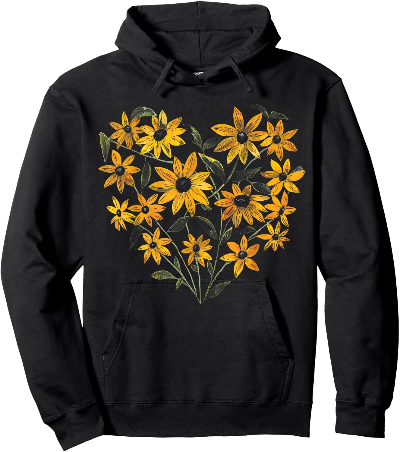 Black Eyed Susan Flower Girl Heart Valentine's Day Plant Mom Hoodie - Hoodie | Black
