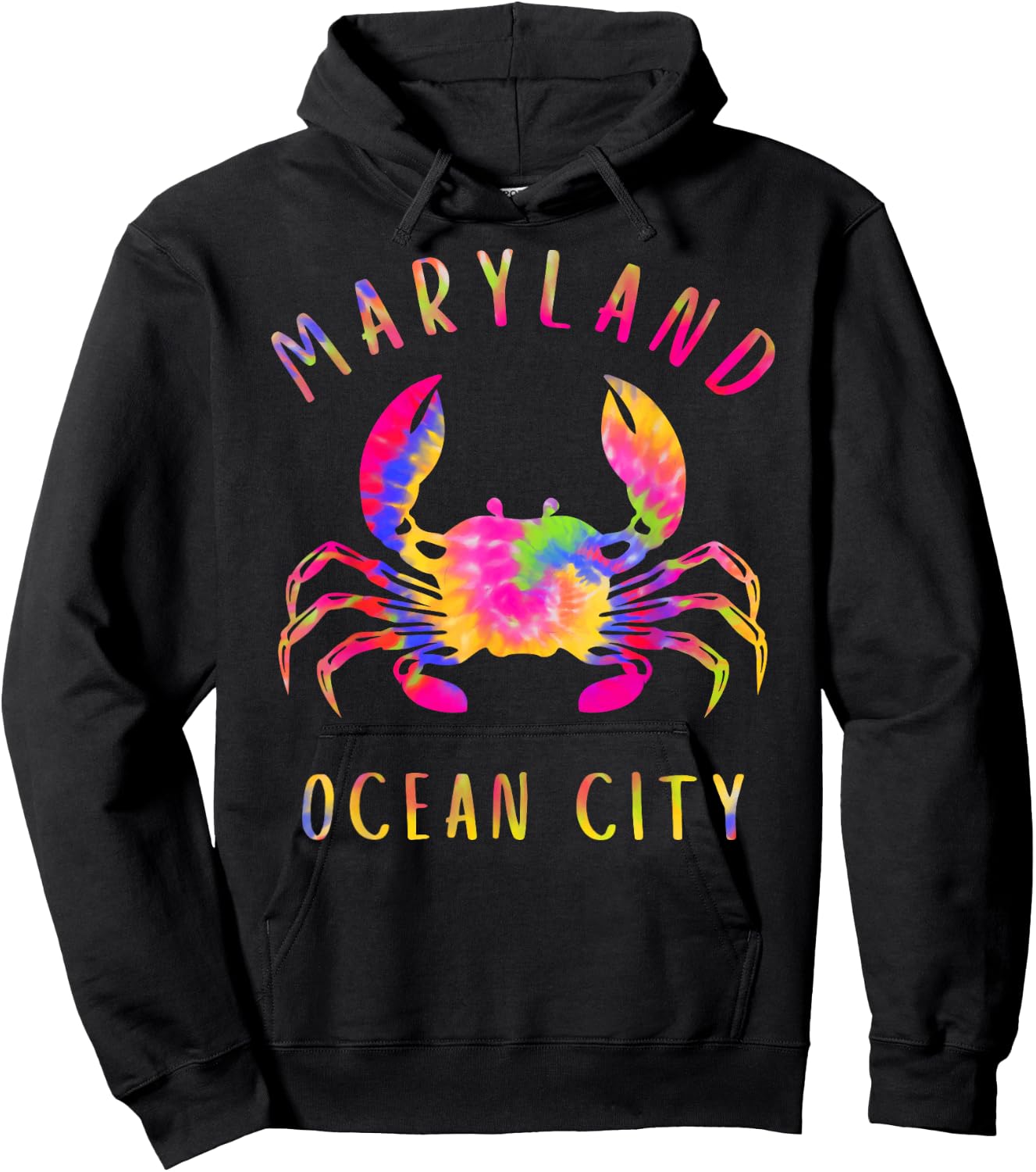 Ocean City Blue Crab Tie dye Maryland Maryland Vacation Hoodie - Hoodie | Black