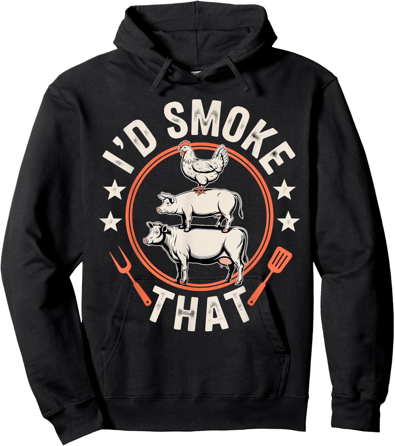 Funny BBQ Art Women Grilling Meat Smoking Barbecue Hoodie - Hoodie | Black