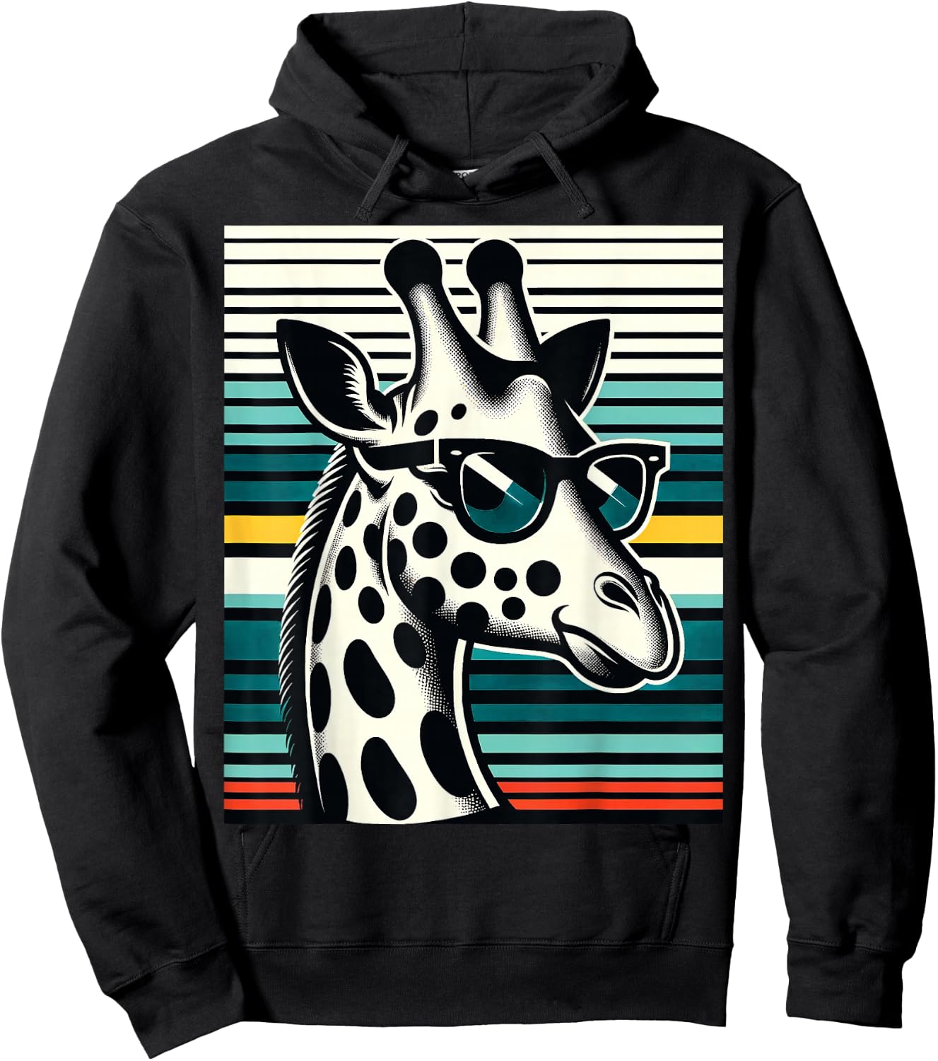Funny Giraffe Vintage Sunglasses African Animal Lover Hoodie - Hoodie | Black