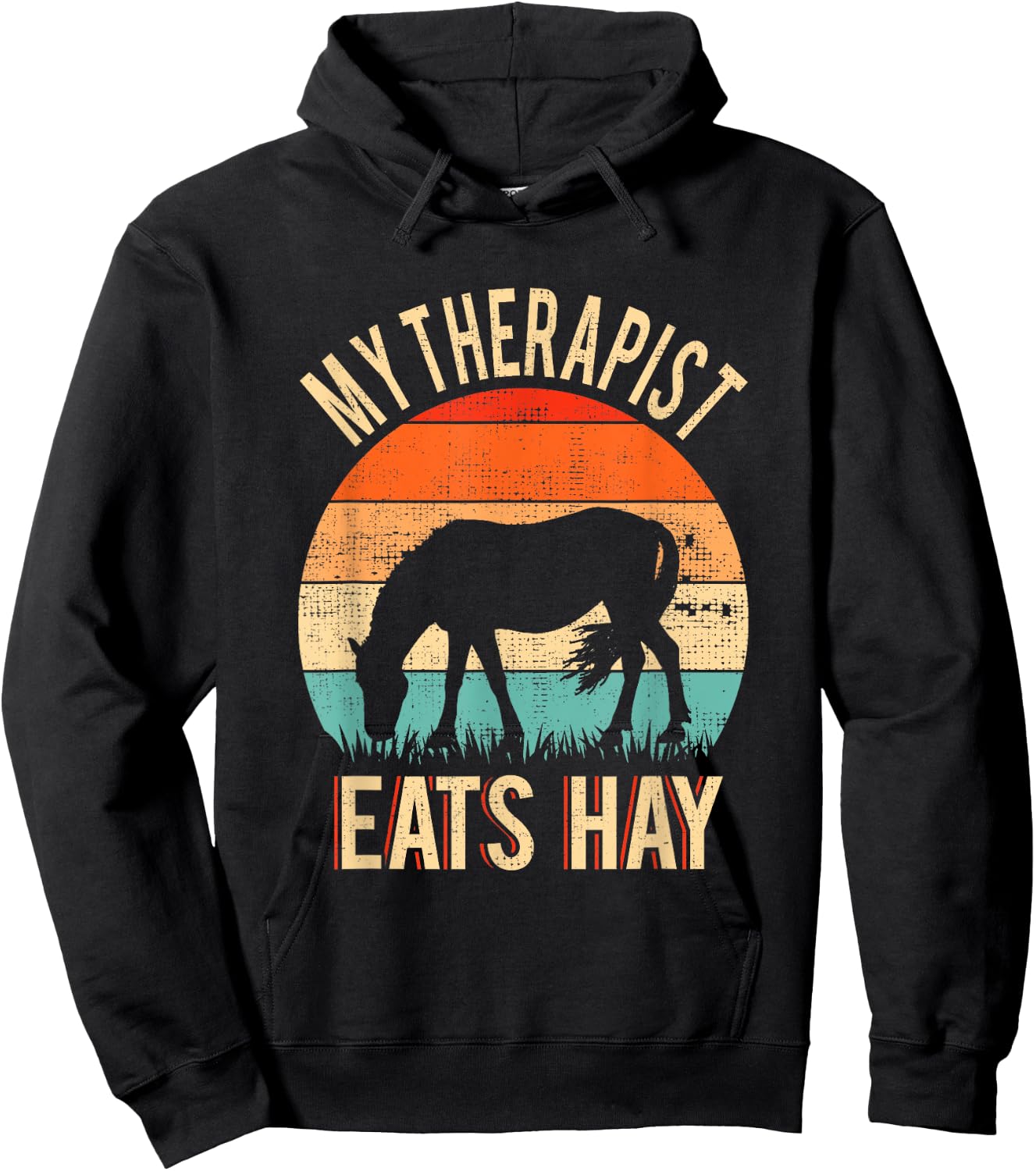 Funny "My Therapist Eats Hay" - Horseback Riding Hoodie - Hoodie | Black
