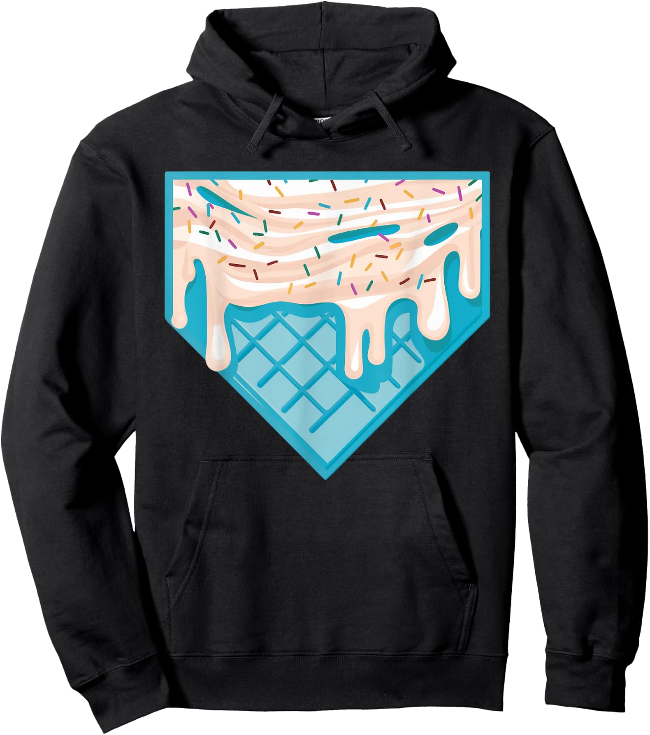 Funny Home Plate Drip - Ice Cream Softball & Baseball Hoodie - Hoodie | Black
