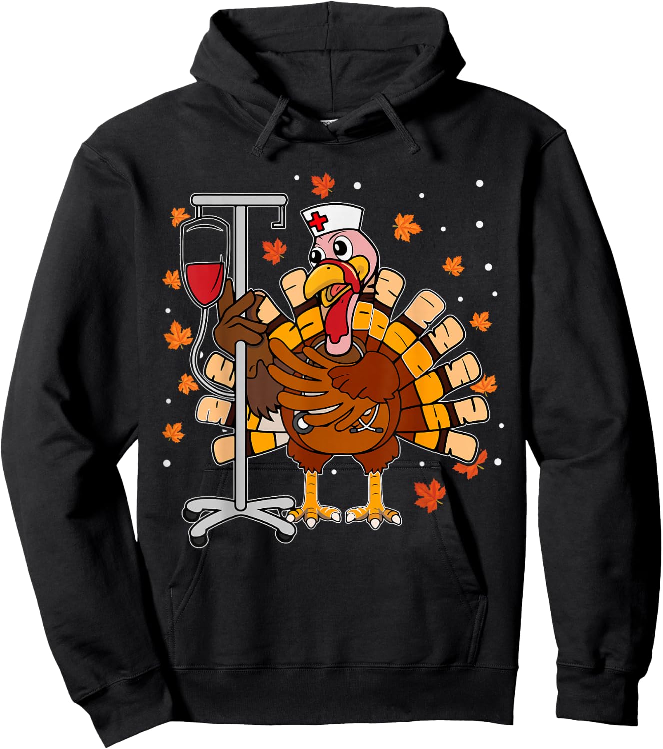 Thanksgiving Nurse Shirt Funny Turkey Scrub Gifts For Nurses Hoodie - Hoodie | Black