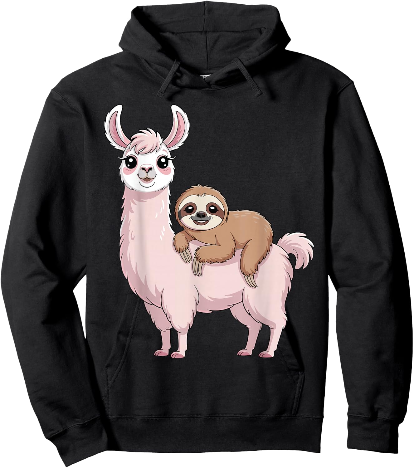 Sloth Riding Llama Funny Llama Women Kids Hoodie - Hoodie | Black