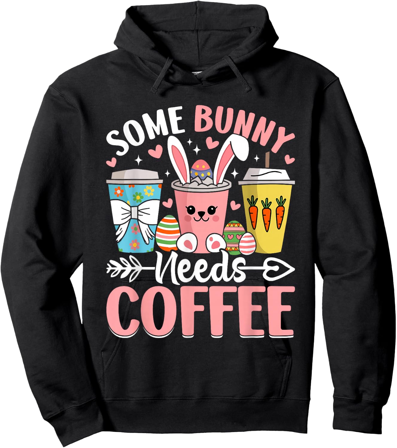 Cute Easter Bunny Coffee Lovers Hoodie - Hoodie | Black