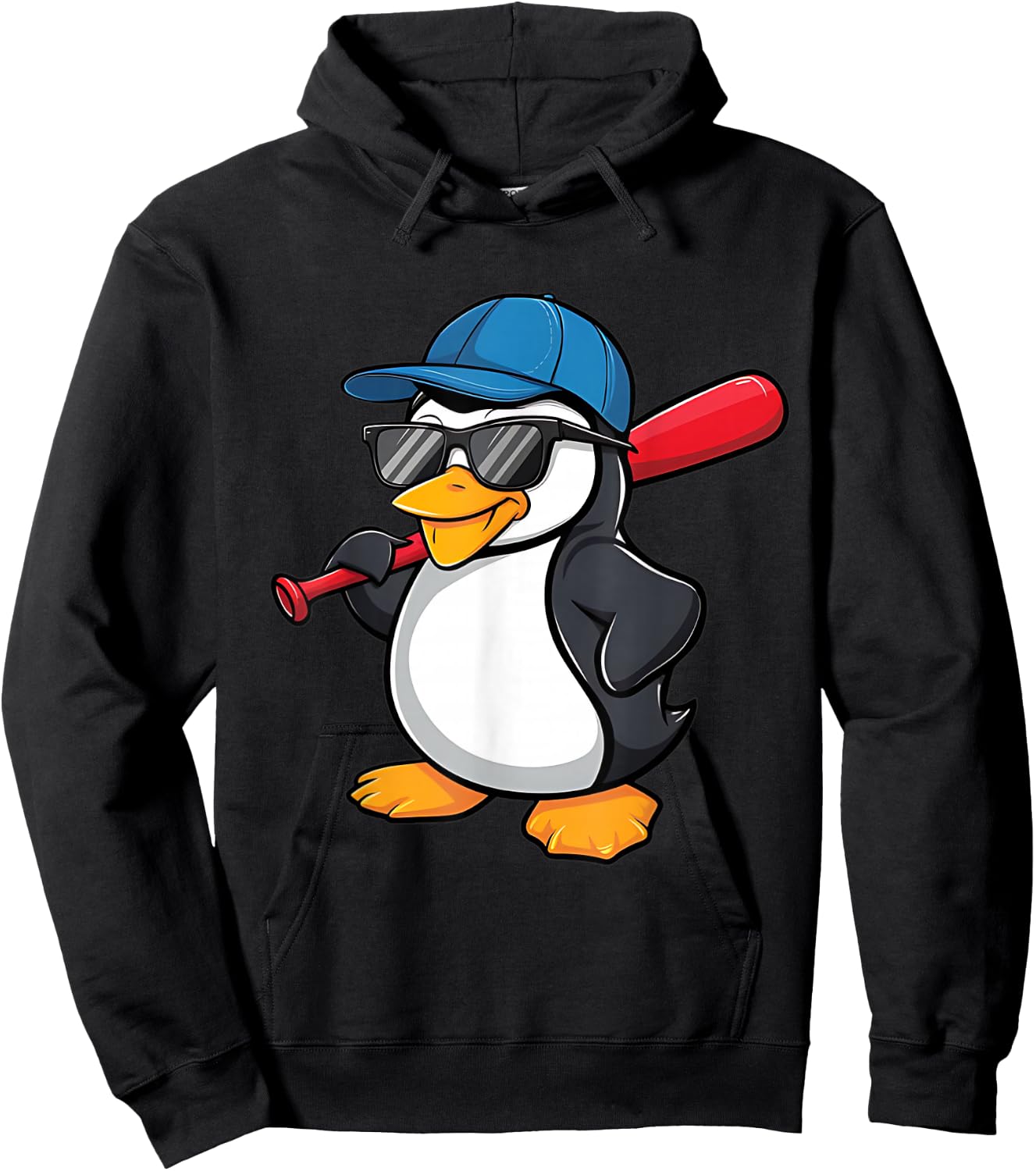 Penguin Baseball Panda Playing Baseball Penguin Hoodie - Hoodie | Black