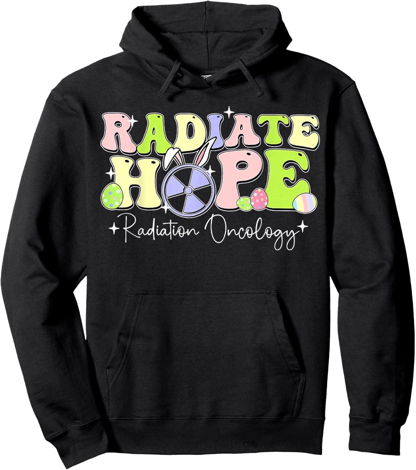 Radiate Hope Radiation Oncology Bunny Easter Rad Tech Hoodie - Hoodie | Black