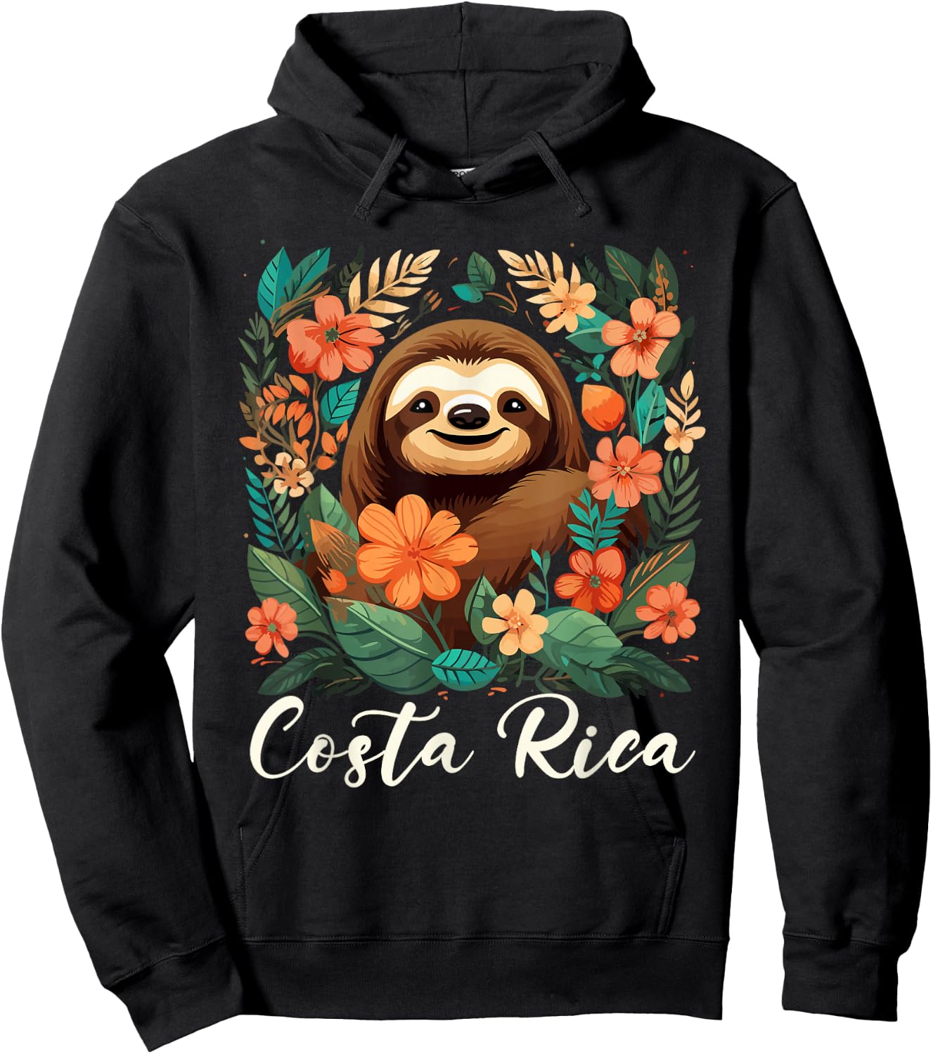 Costa Rica Tropical Sloth Hoodie - Hoodie | Black