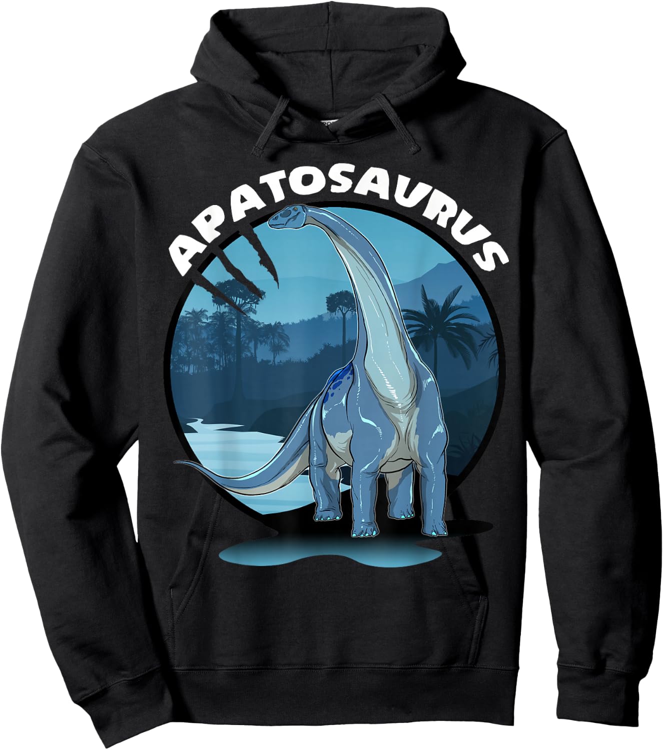 Apatosaurus Dinosaur Design With Background Hoodie - Hoodie | Black