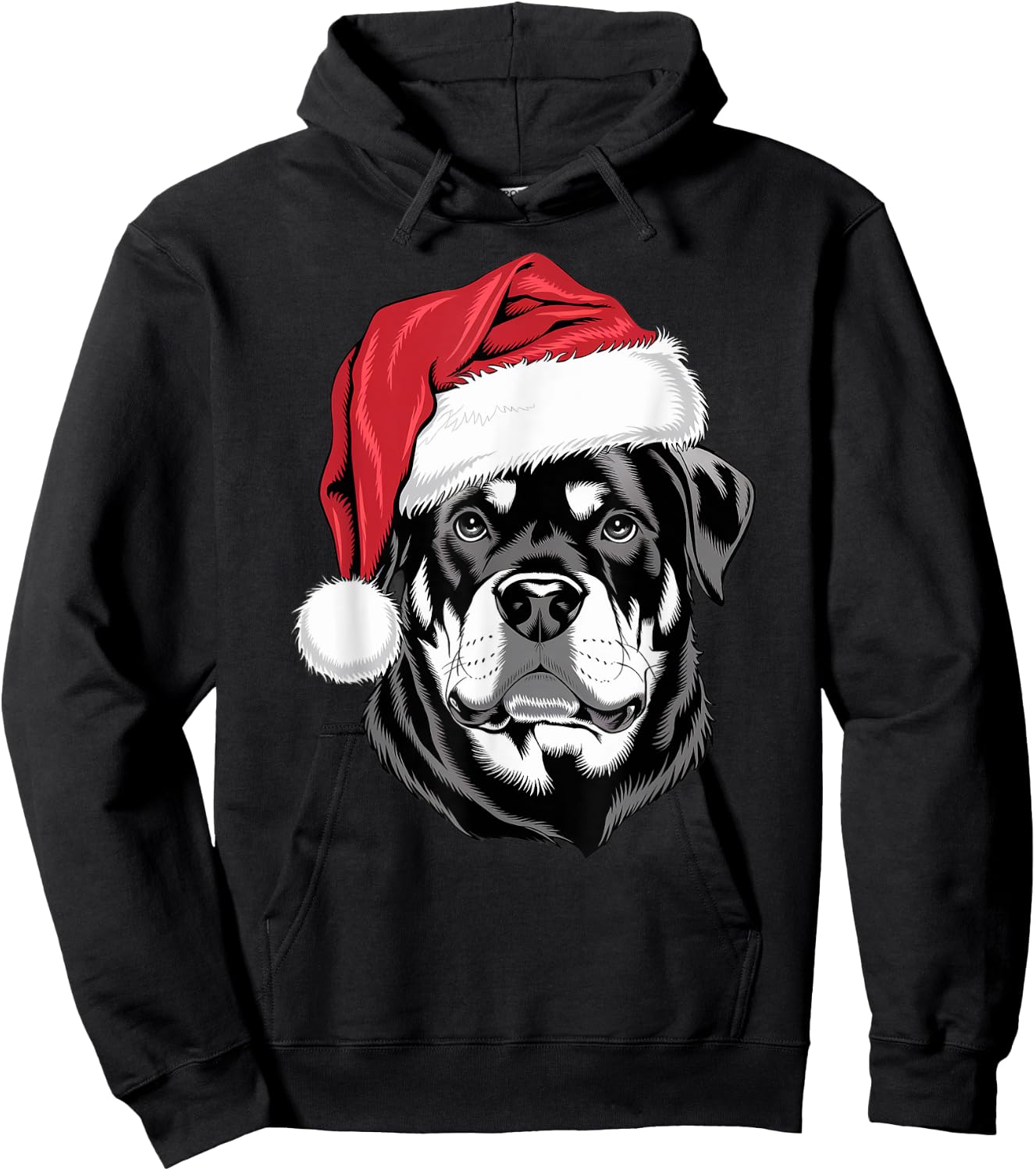 Joyful Rottie Santa Dog on Rottweiler Christmas Hoodie - Hoodie | Black