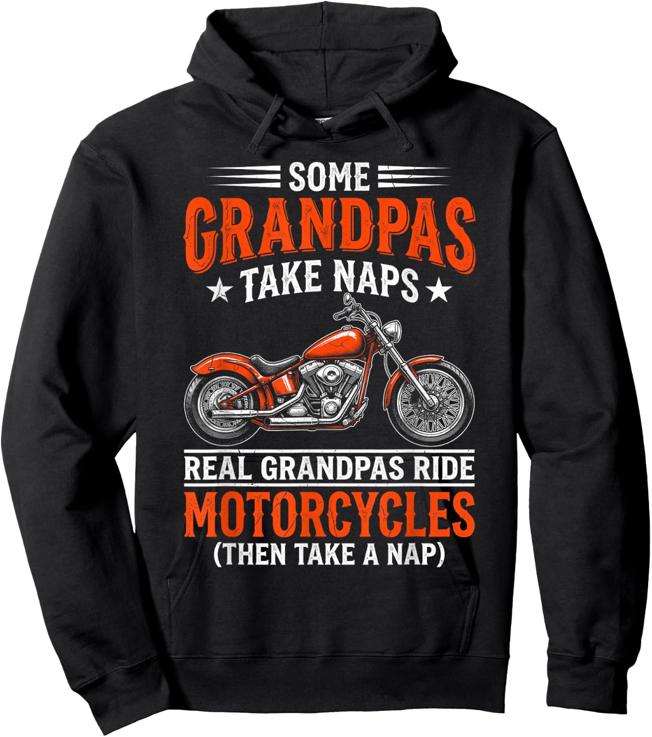 Real Grandpas Ride Motorcycles Funny Cruiser Bike Hoodie - Hoodie | Black