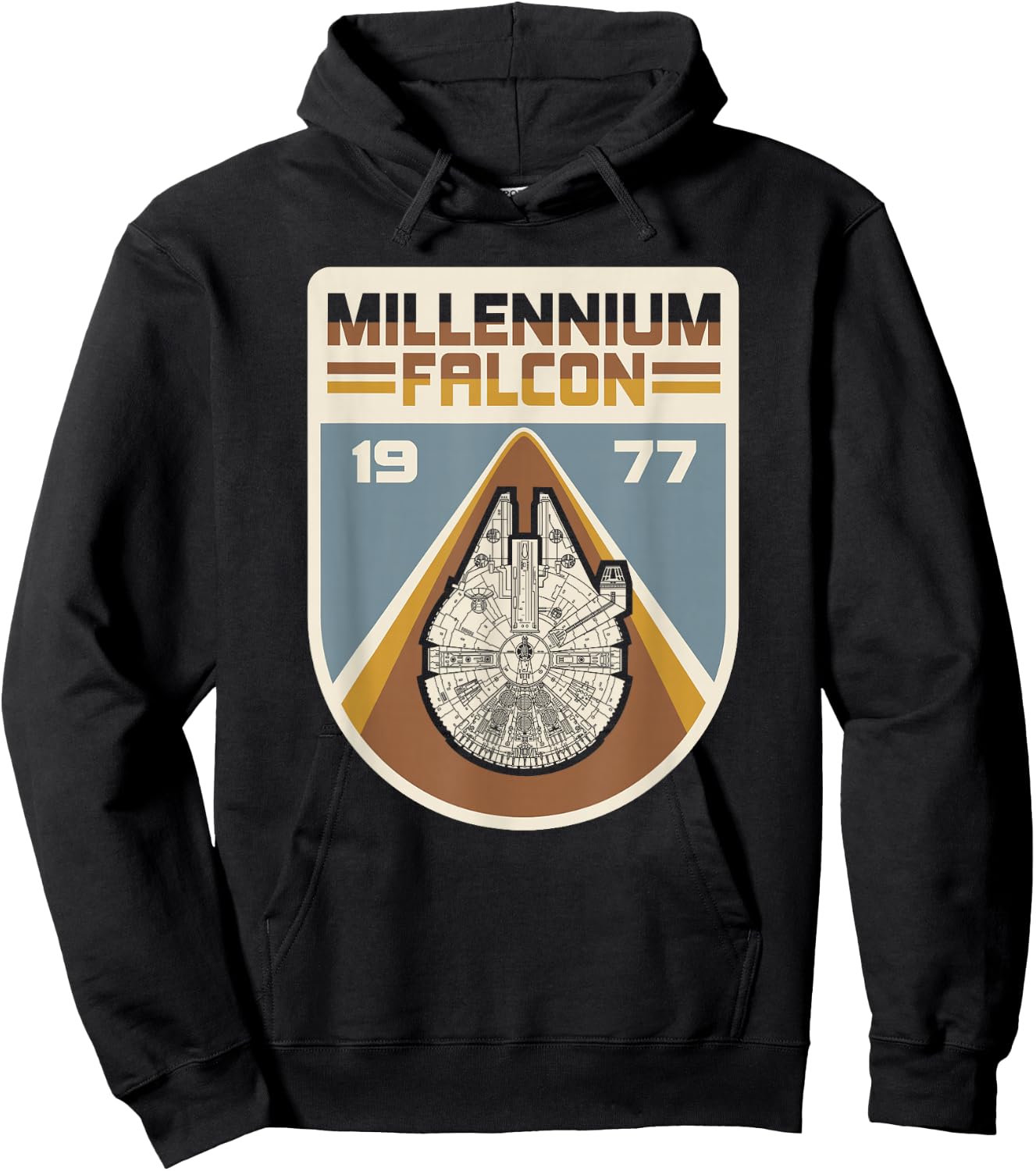 Star Wars Millennium Falcon Vintage 1977 Badge Hoodie - Hoodie | Black