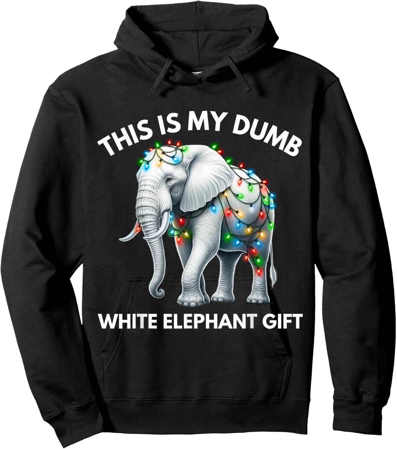 Funny White Elephant Gift Wrapped Elephant Dumb Gift Hoodie - Hoodie | Black