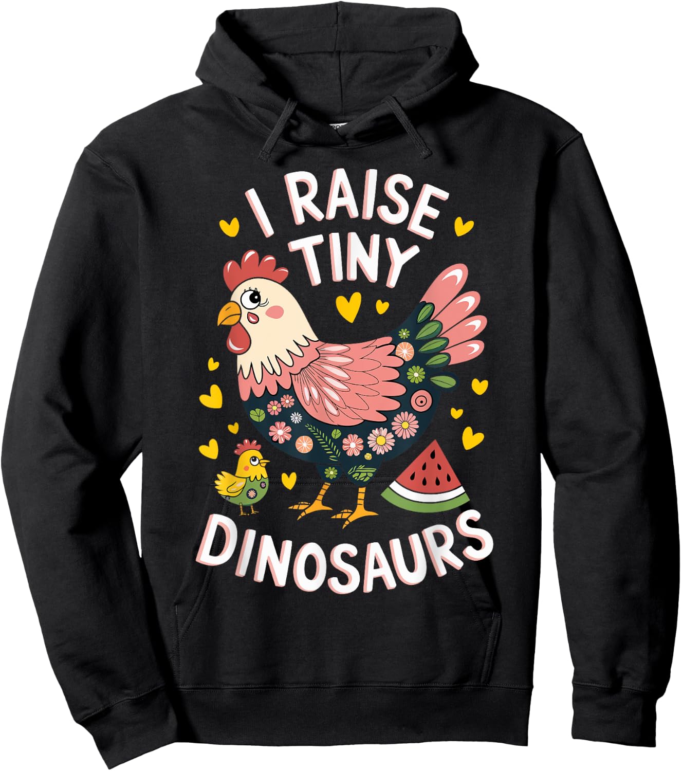Chicken I Raise Tiny Dinosaurs Hoodie - Hoodie | Black