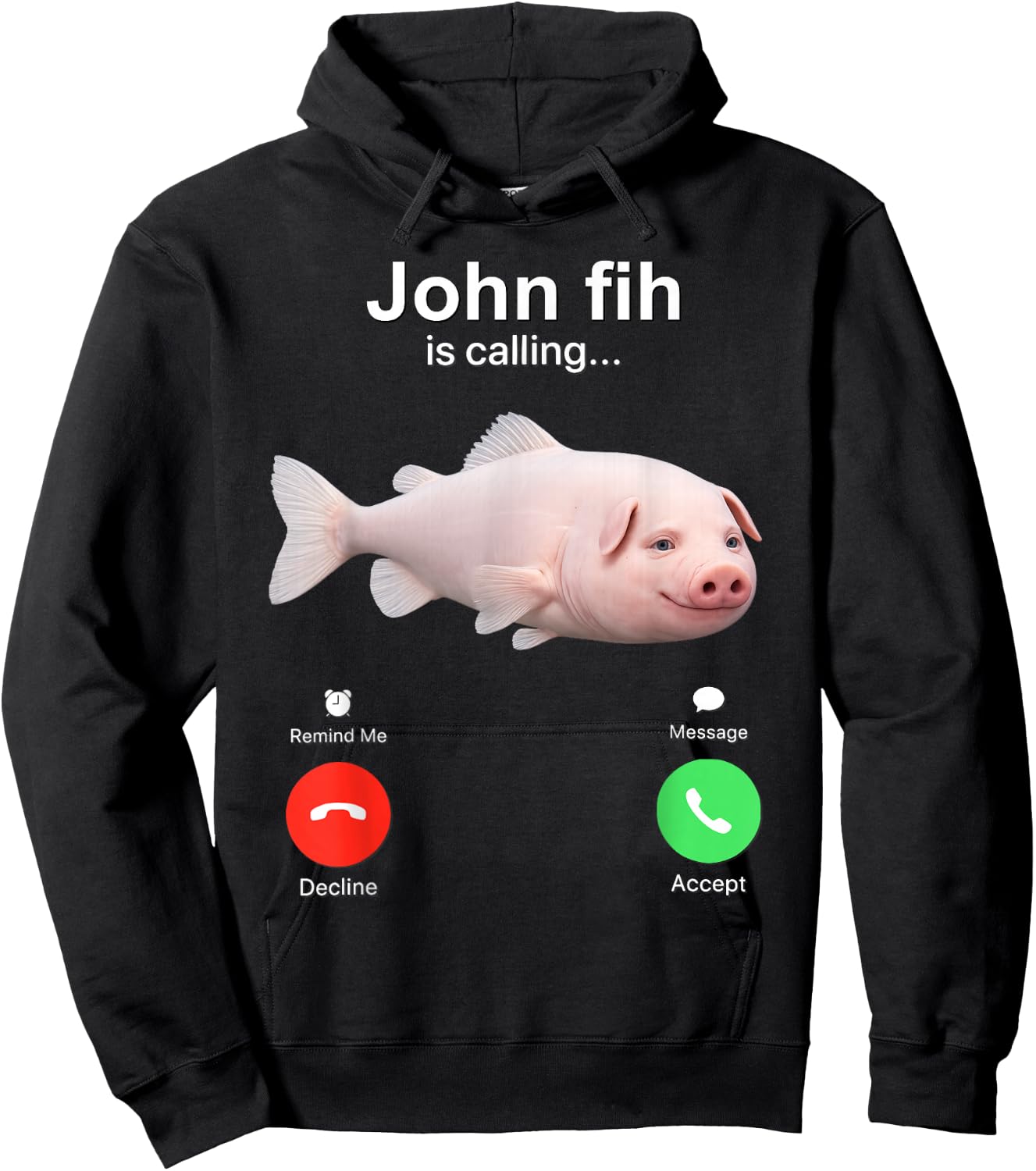 Funny John Pork Fih is Calling Brainrot Fih Meme Hoodie - Hoodie | Black