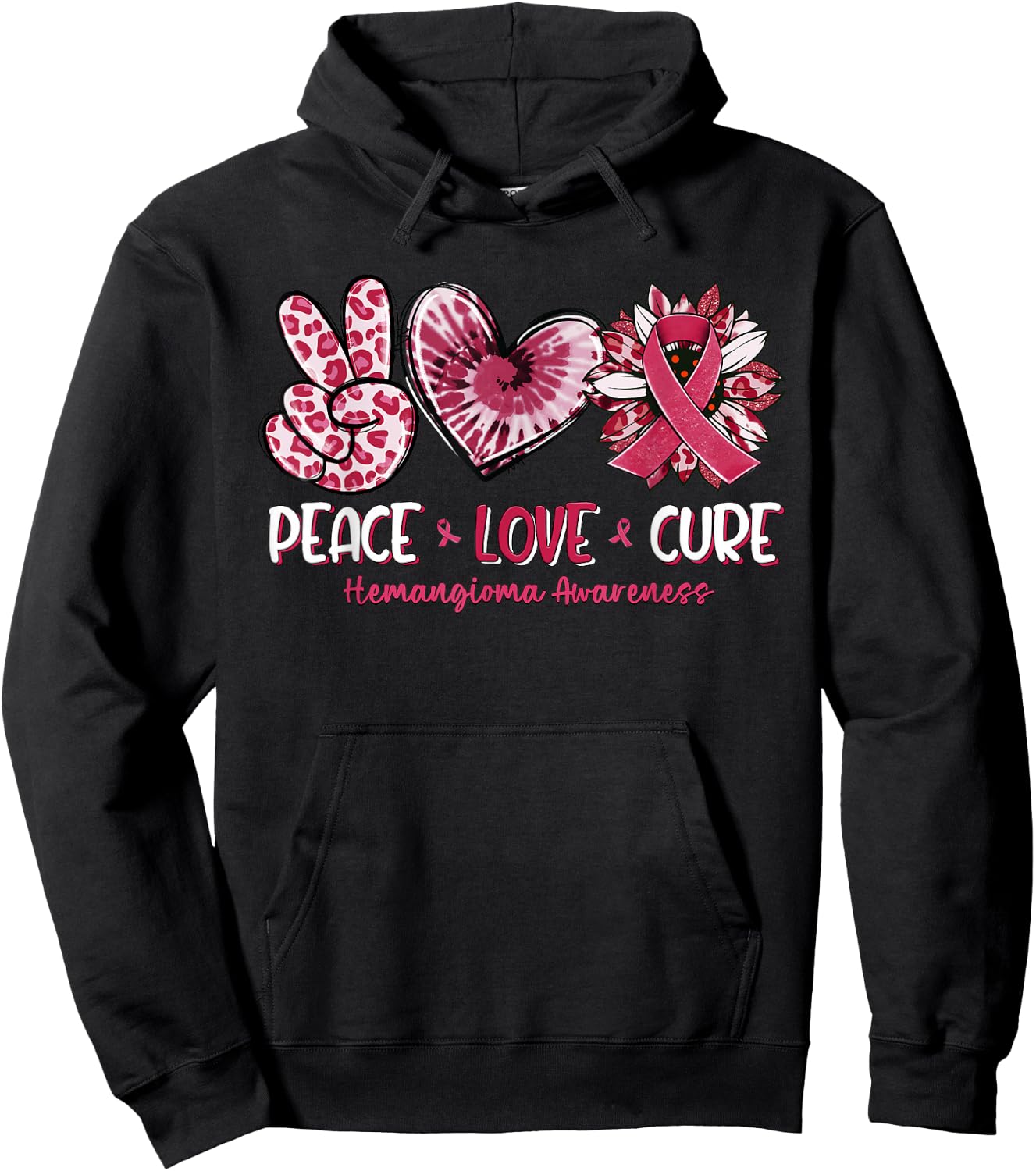 Peace Love Cure Sunflower Hemangioma Awareness Hoodie - Hoodie | Black