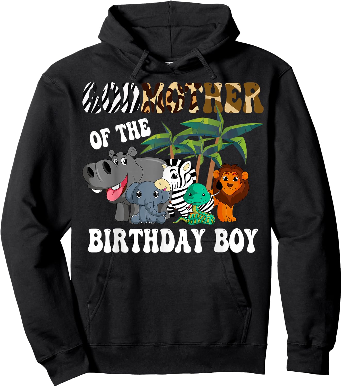 Godmother of the Birthday Boy Zoo Bday Safari Celebration Hoodie - Hoodie | Black