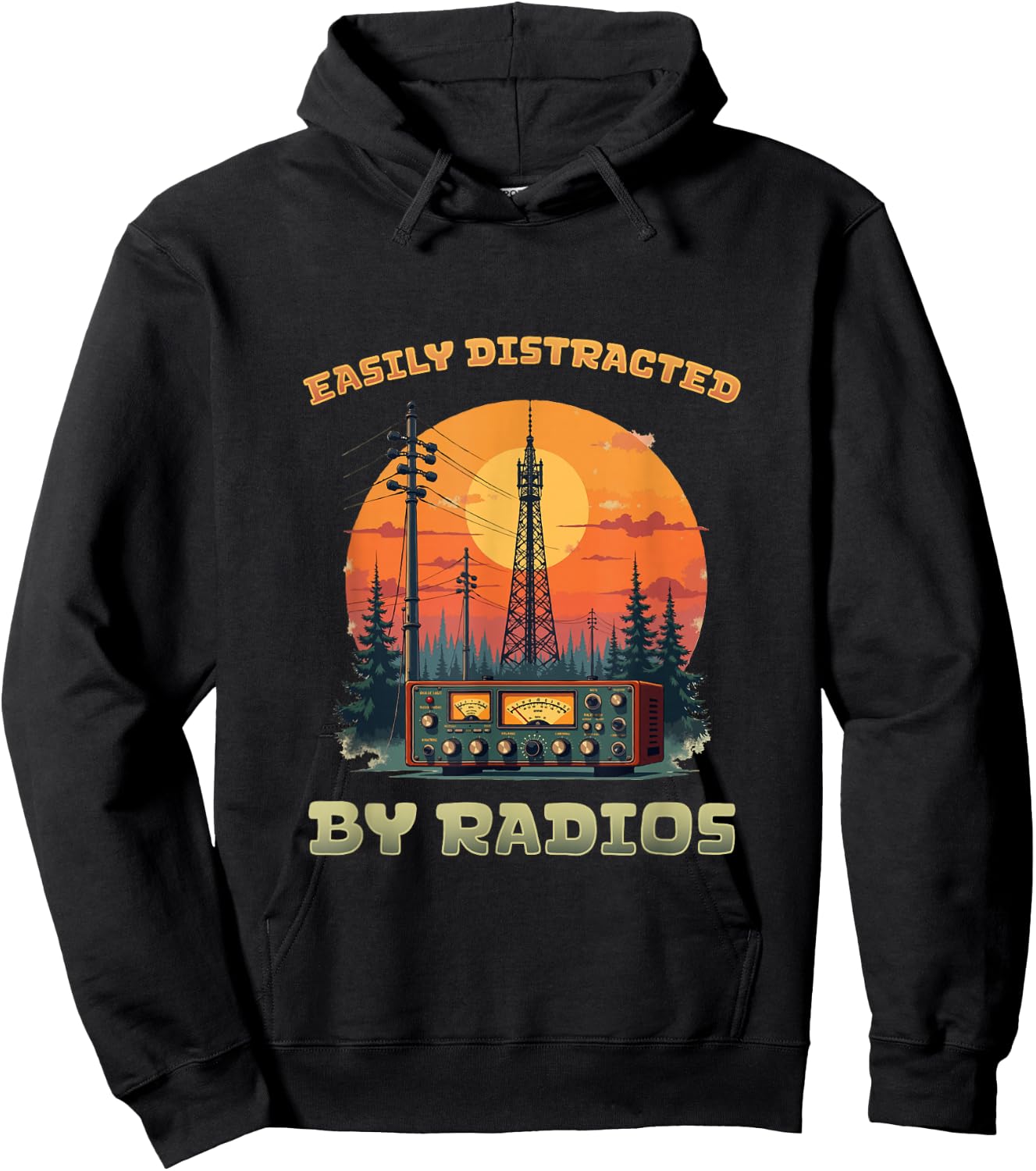 Easily Distracted by radios l Ham Radio Amateur Radio Hoodie - Hoodie | Black