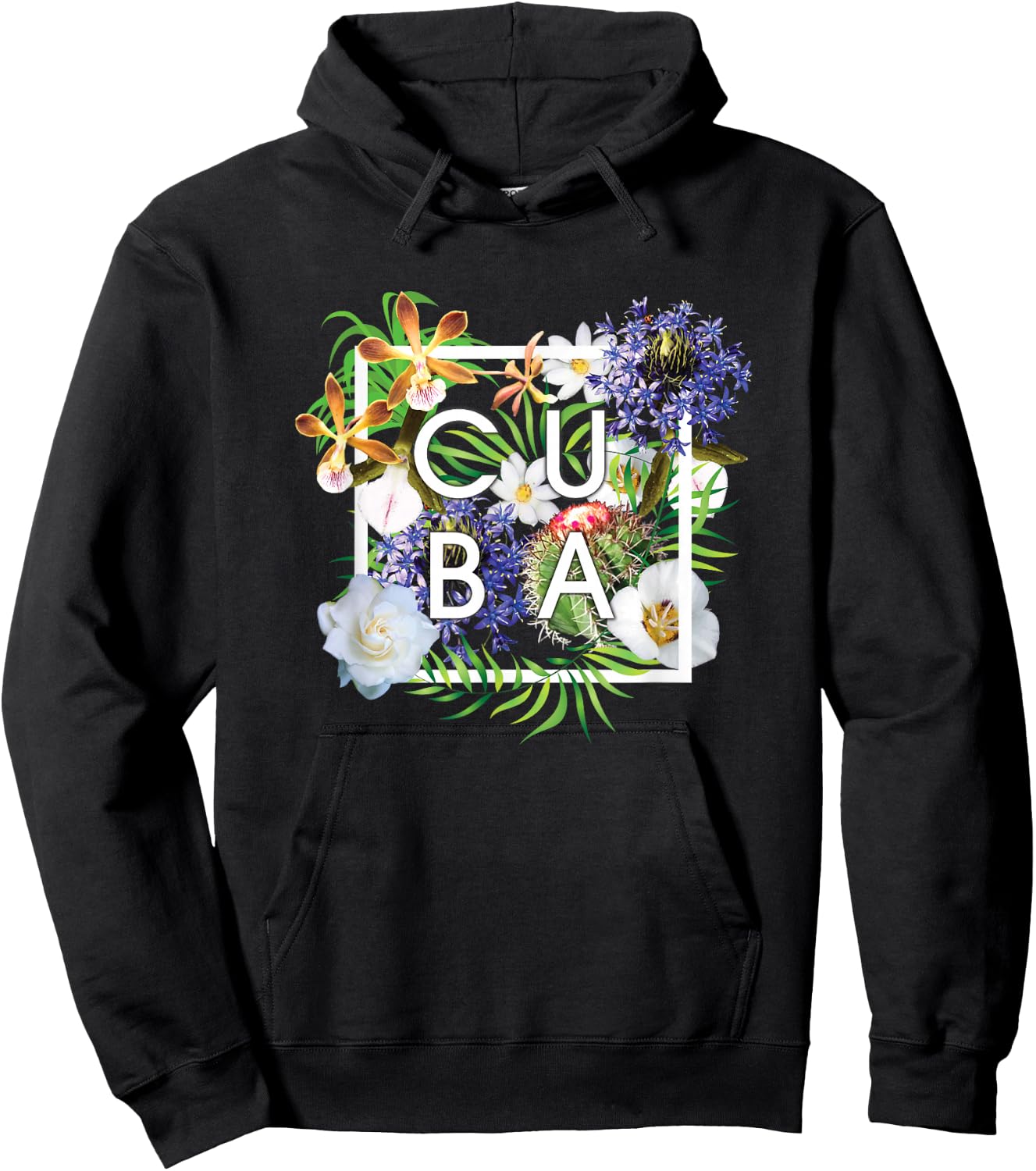 Flowers of Cuba Word Art - Cuban Pride Hoodie - Hoodie | Black