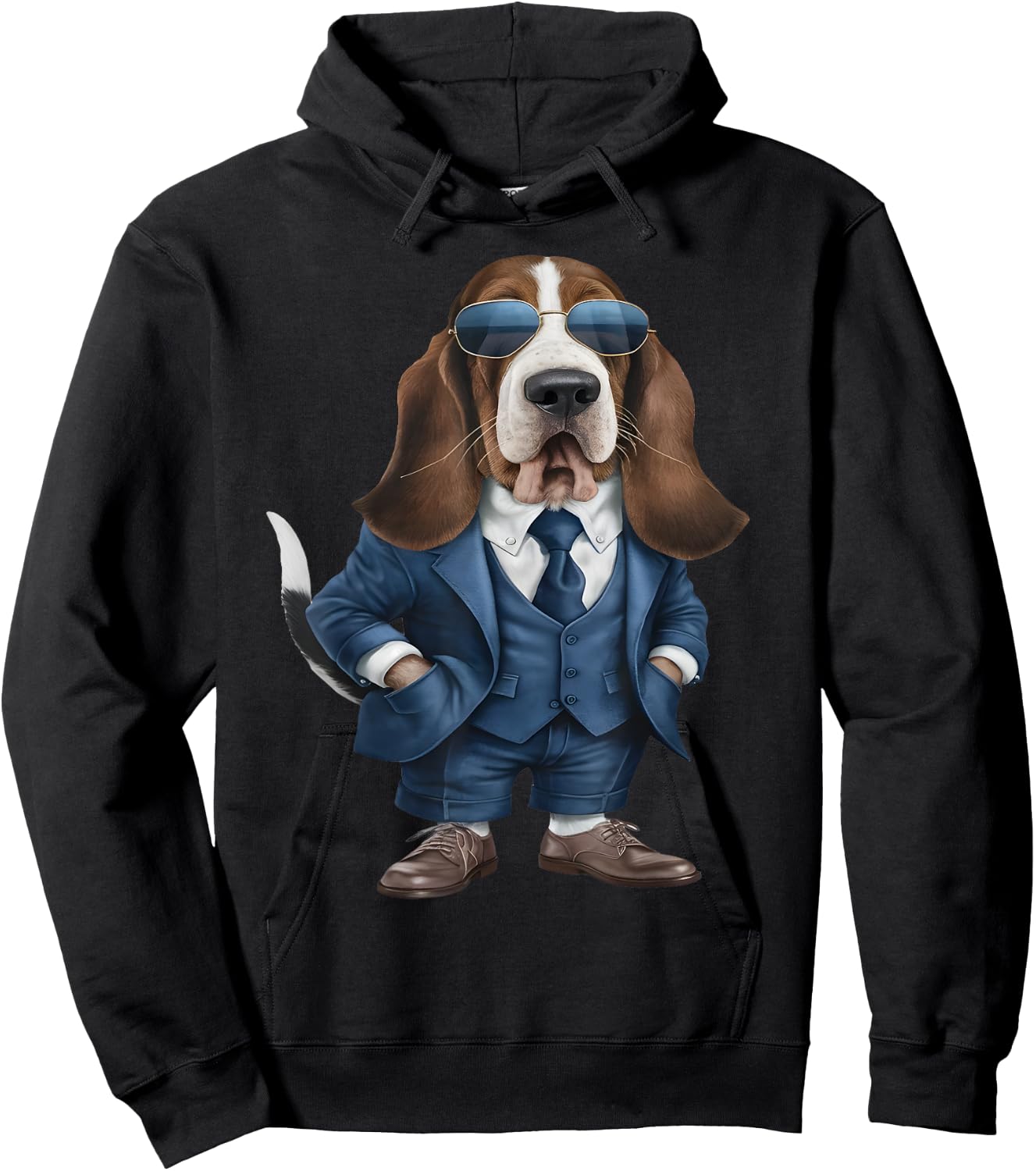 Men Woman Basset Hound Suit Basset Hound Hoodie - Hoodie | Black