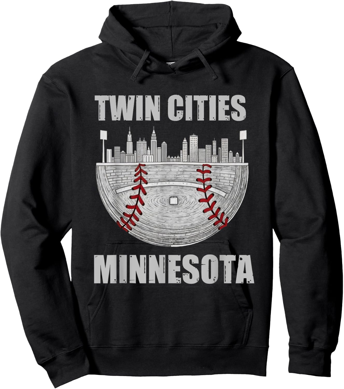 Cool Twin Cities Minnesota MN Baseball Skyline Hoodie - Hoodie | Black
