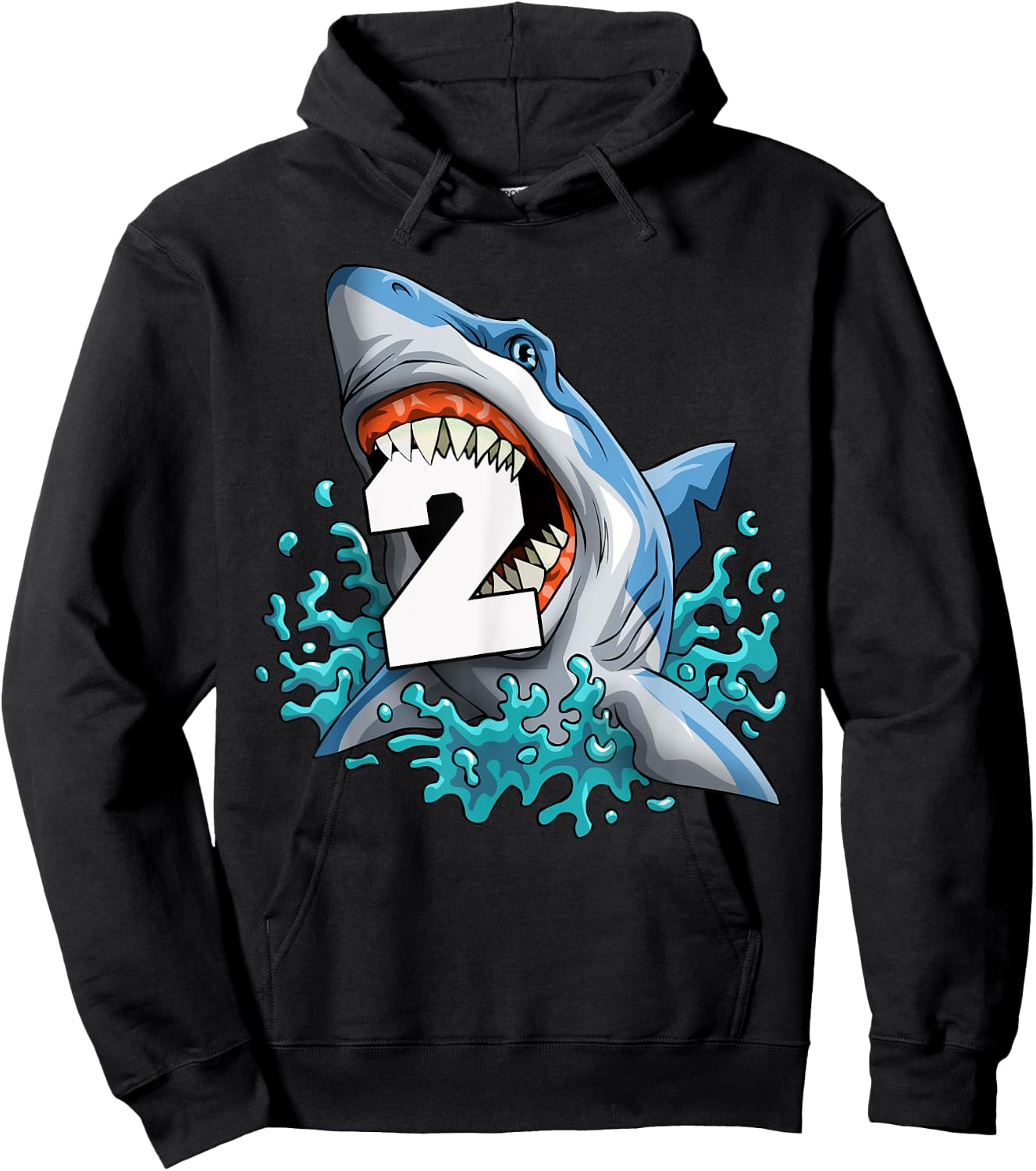 Kids Shark 2nd Birthday Boys Funny Shark 2 yrs Old Birthday Hoodie - Hoodie | Black