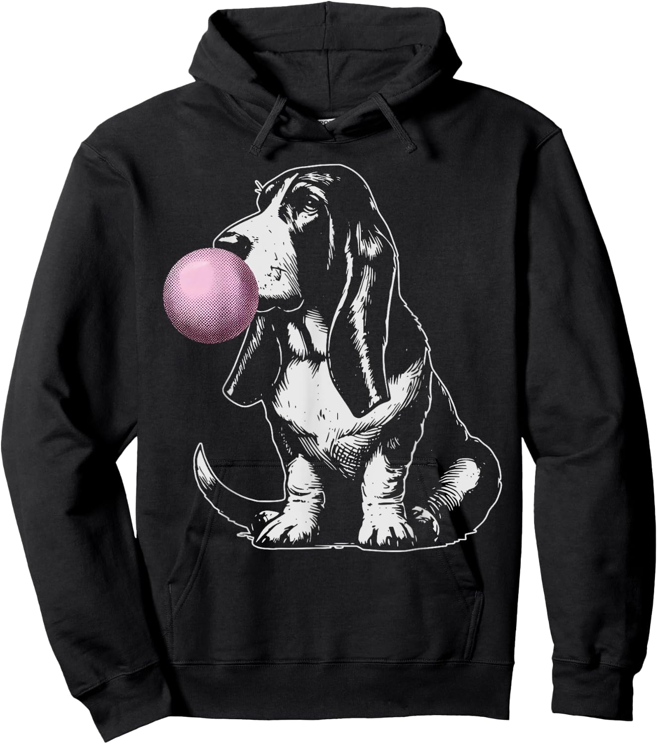 Vintage Dog Basset Hound Bubble Gum Graphic Owner Dog Lover Hoodie - Hoodie | Black