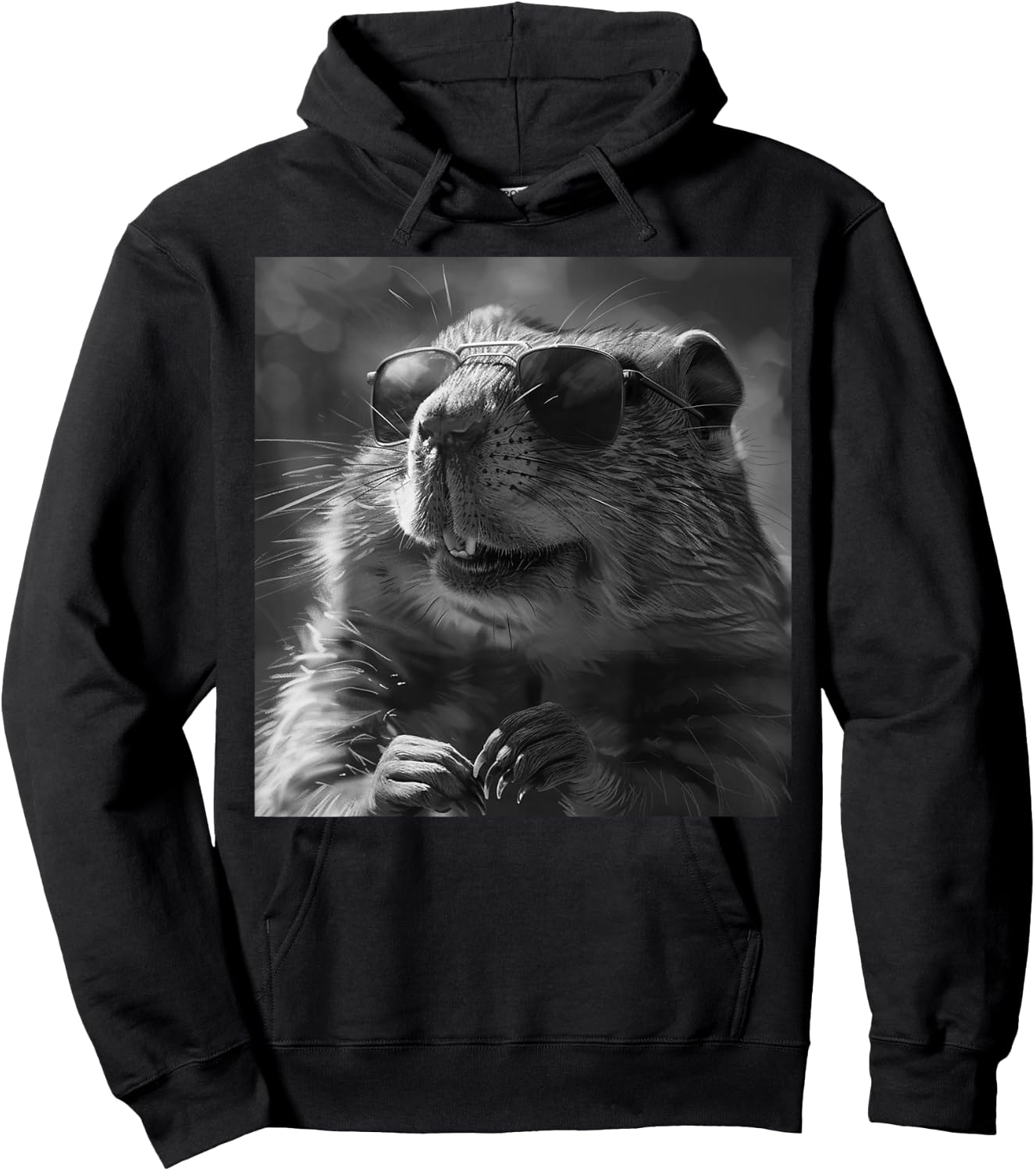 Groundhog Cheekily Laughs, Funny Animal, Groundhog Funny , Black, S Hoodie - Hoodie | Black