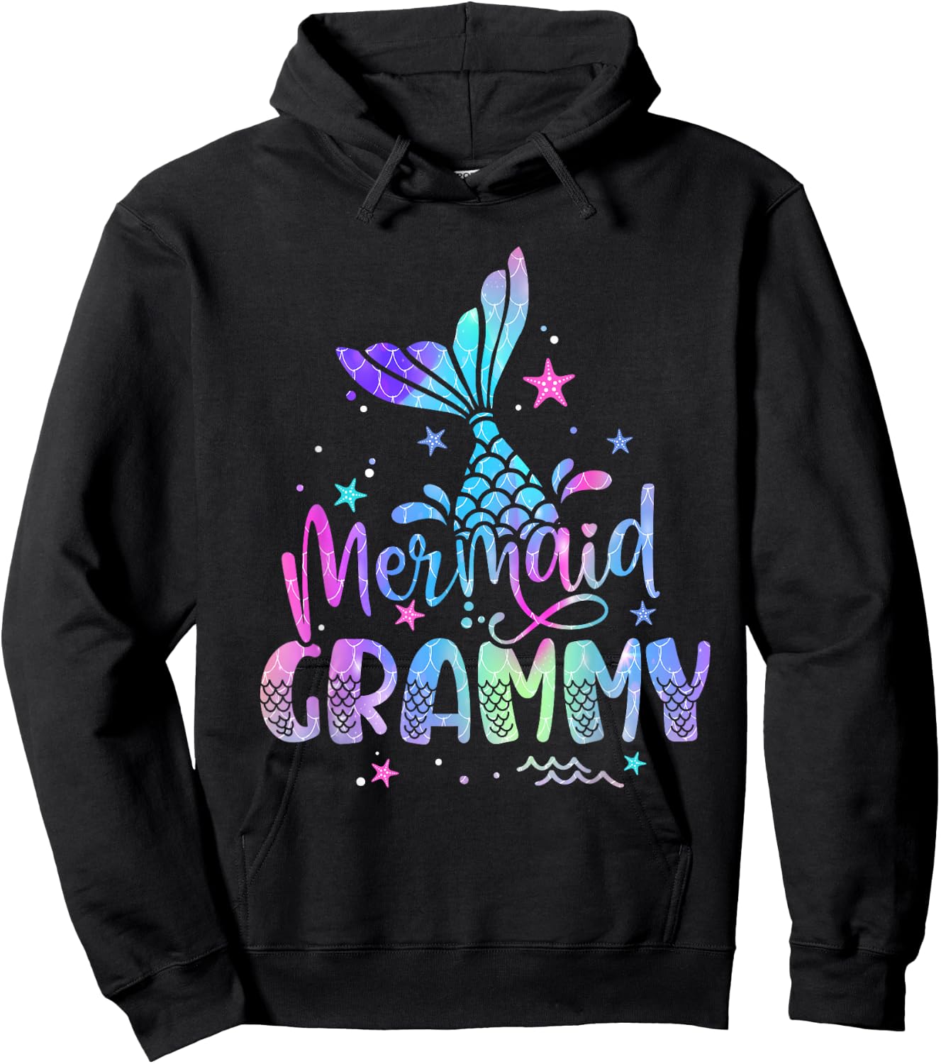 Mermaid Grammy Women Family Matching 1st Birthday Hoodie - Hoodie | Black