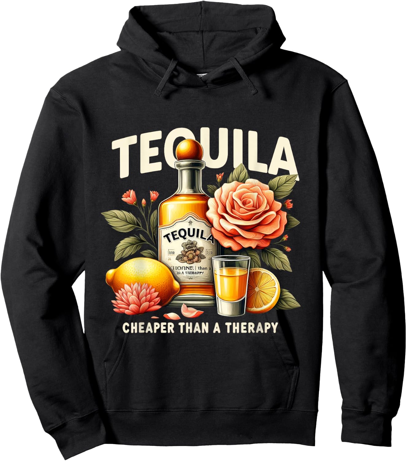 Tequila Cheaper Than A Therapy Mexican Cinco De Mayo Hoodie - Hoodie | Black