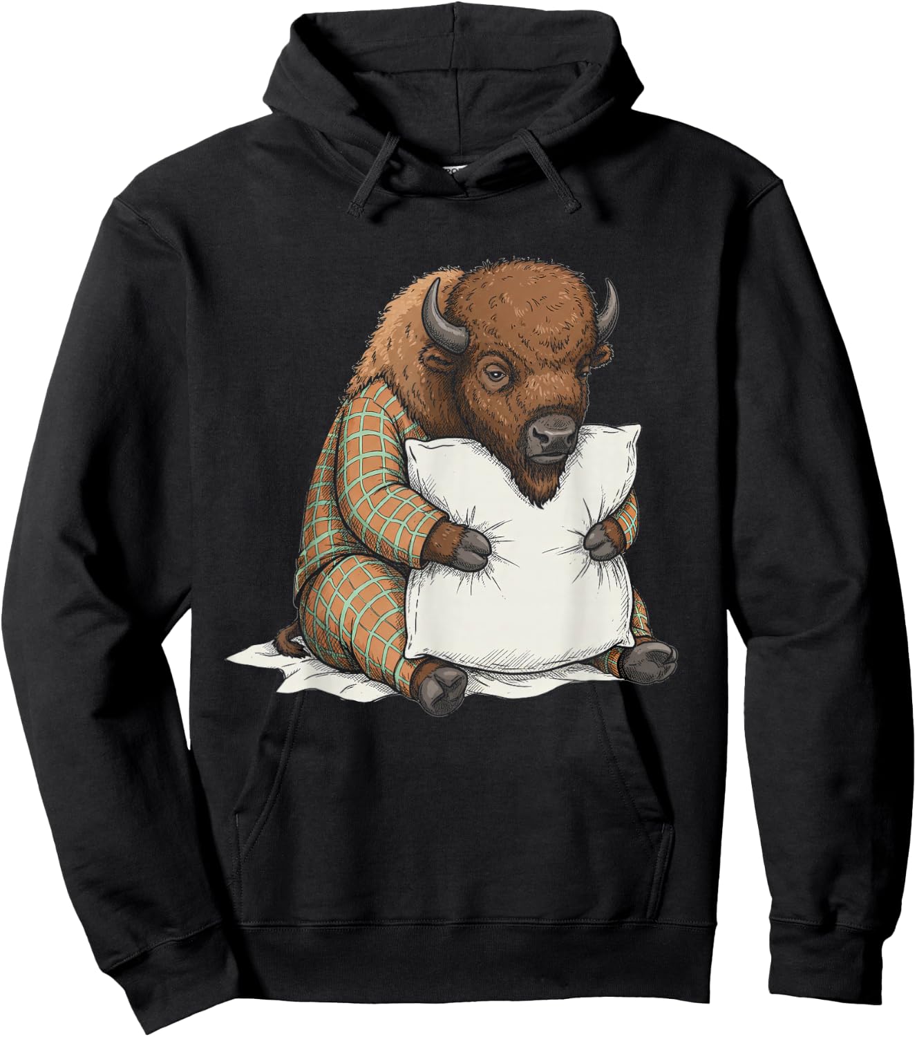 Funny Sleepy Bison Pajama Women Men Kids Boys And Girls Hoodie - Hoodie | Black