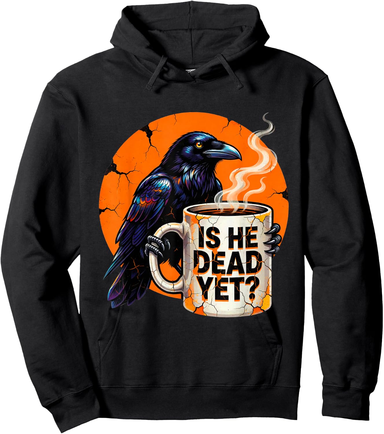 is He Vintage Dead Yet Dark Crow Raven Bird Humor Retro Hoodie - Hoodie | Black