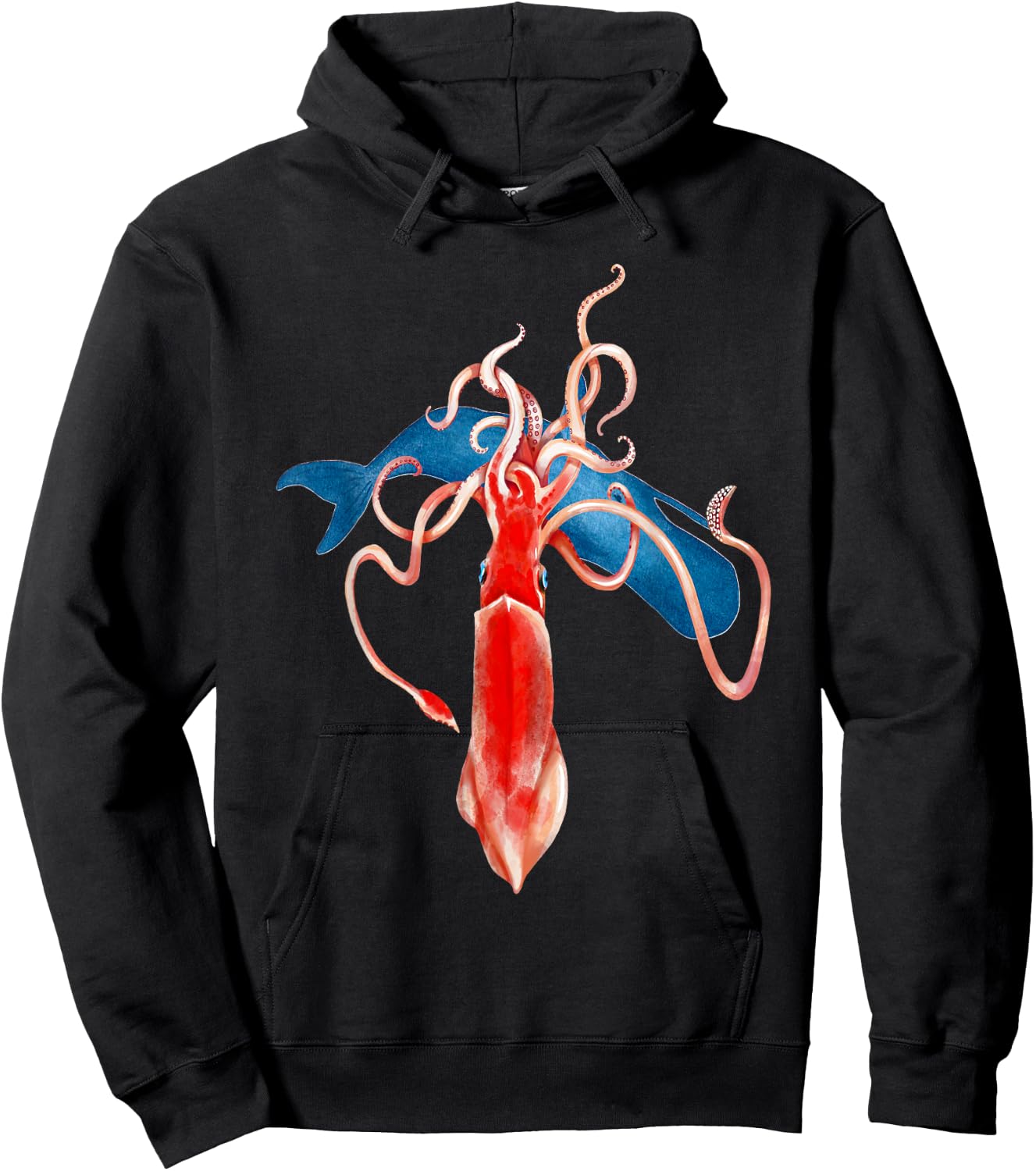 Fun Ocean Sea Animals Giant Squid vs Whale Hoodie - Hoodie | Black