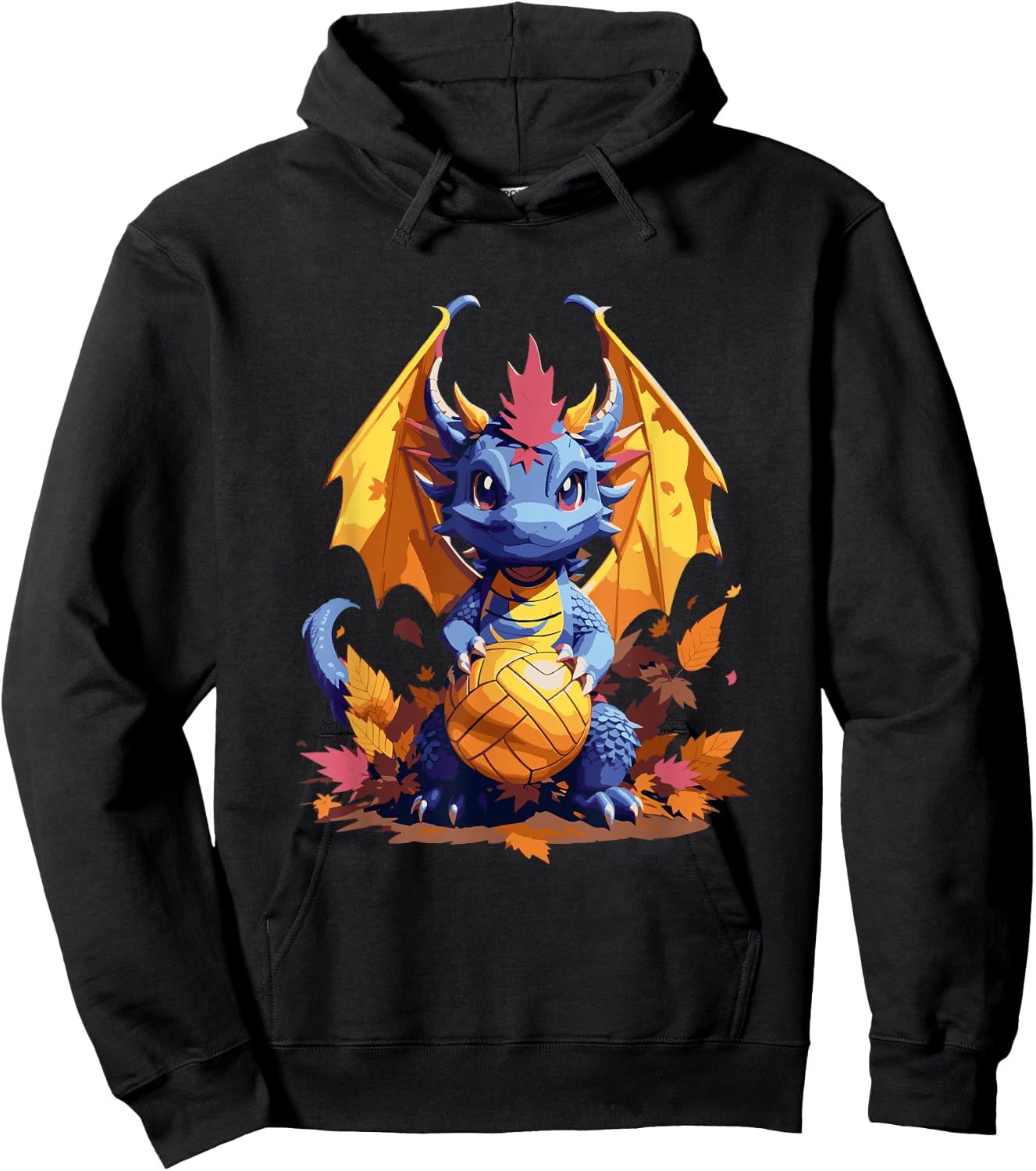 Dragon Volleyball Player Colorful Autumn Themed Sports Hoodie - Hoodie | Black