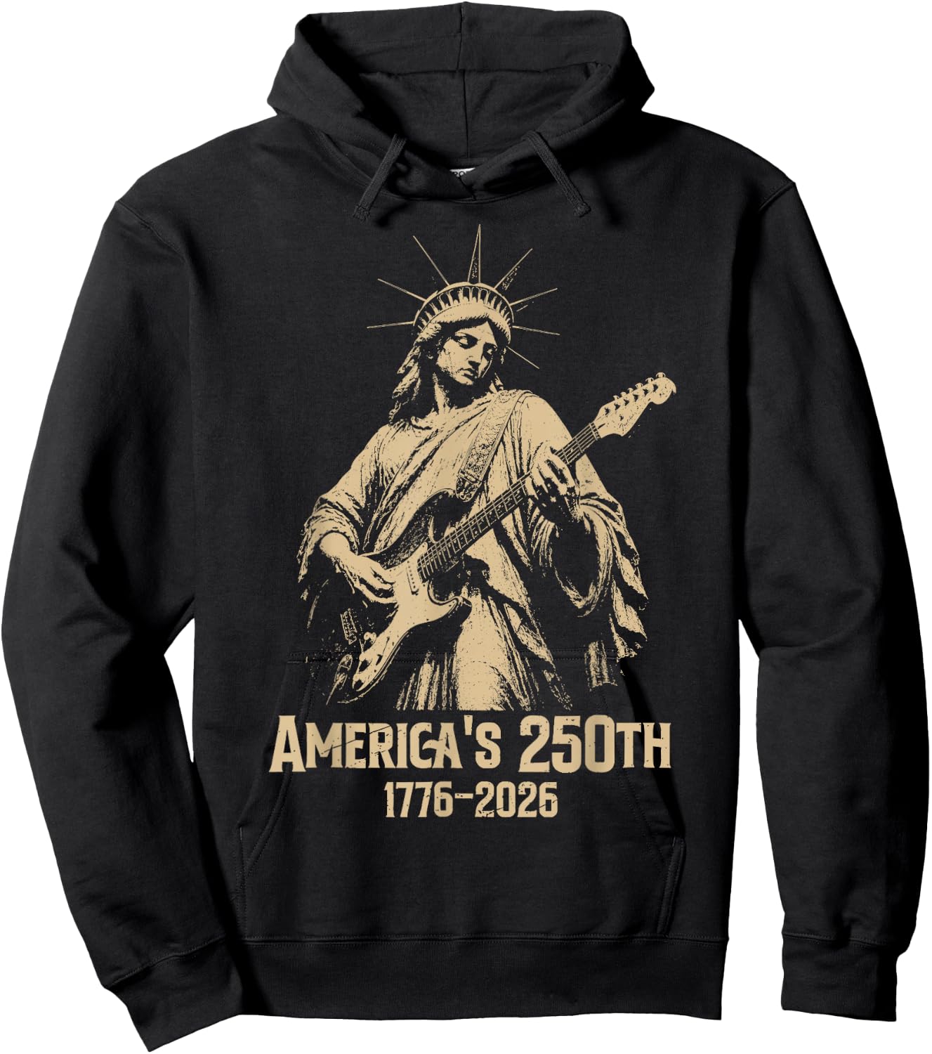 Statue of Liberty Playing Guitar 4th July 250th Anniversary Hoodie - Hoodie | Black