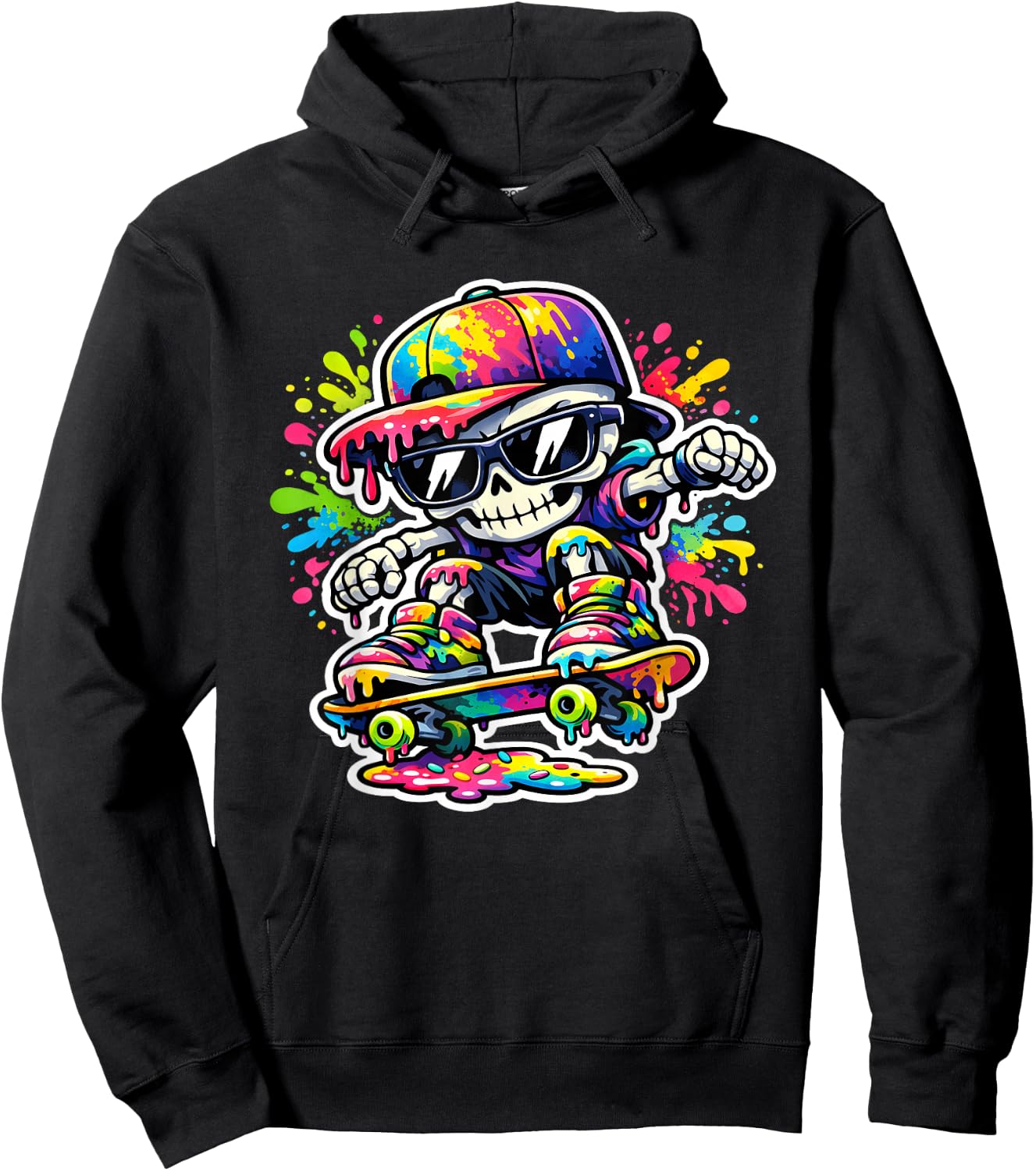Retro Skate Clothing Kids Skater Boys Y2K Graffiti Hoodie - Hoodie | Black