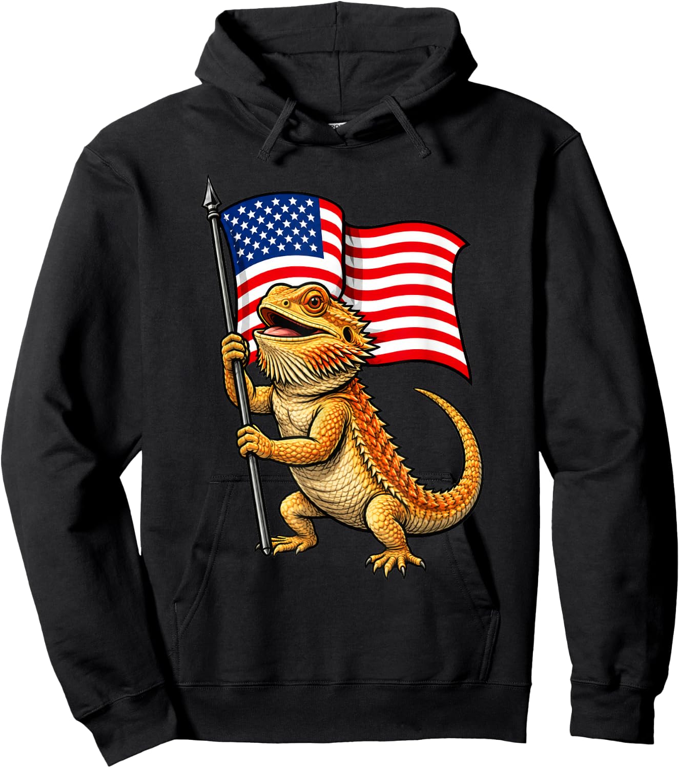 American Flag Bearded Dragon 4th of July Hoodie - Hoodie | Black