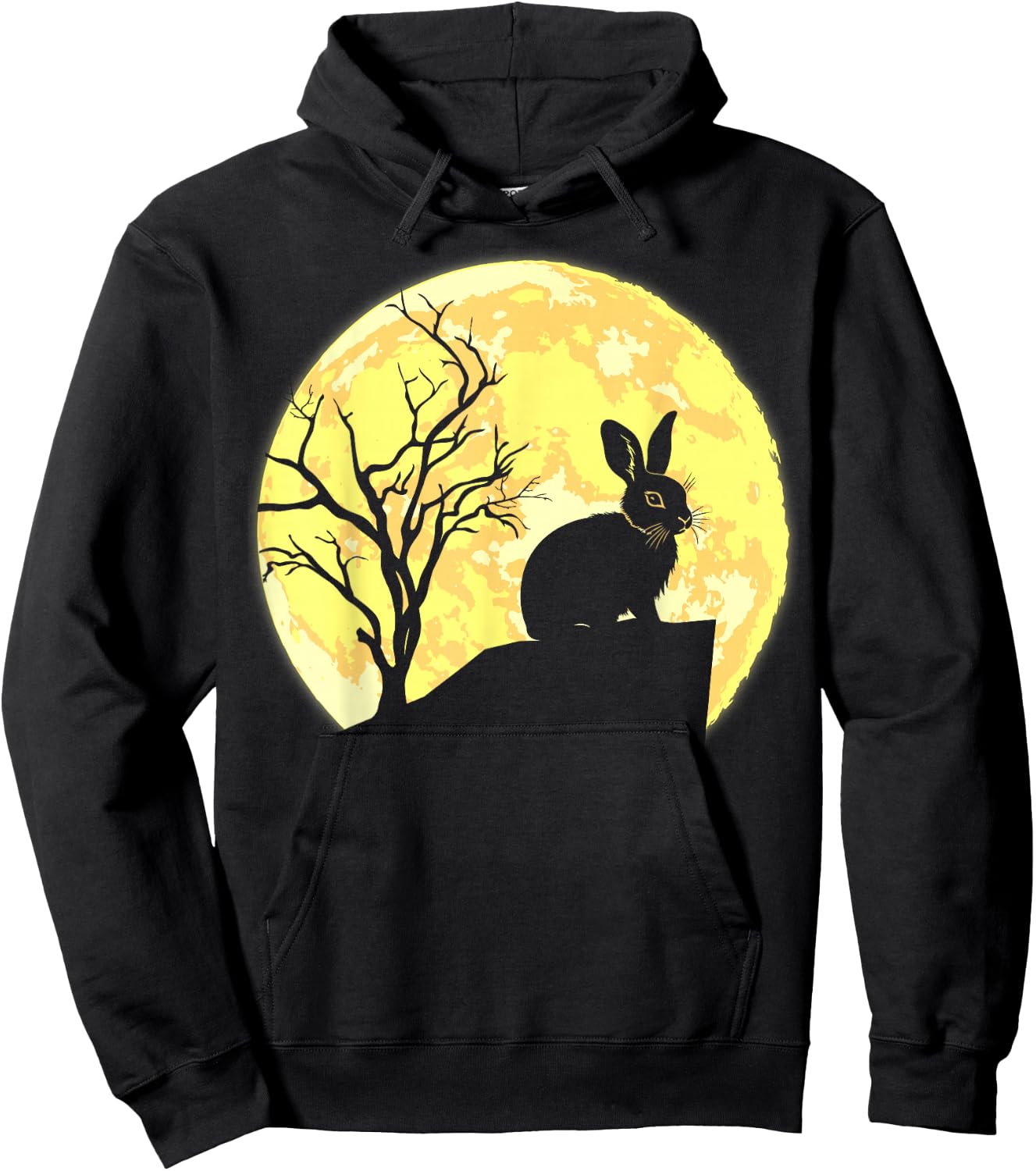 Rabbit Lover, Rabbit and Moon Hoodie - Hoodie | Black