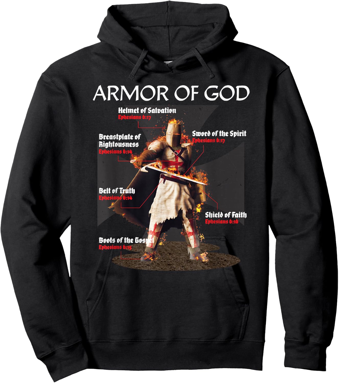 Cool Christian Graphic Religious Verse Gifts Him Men Sayings Hoodie - Hoodie | Black