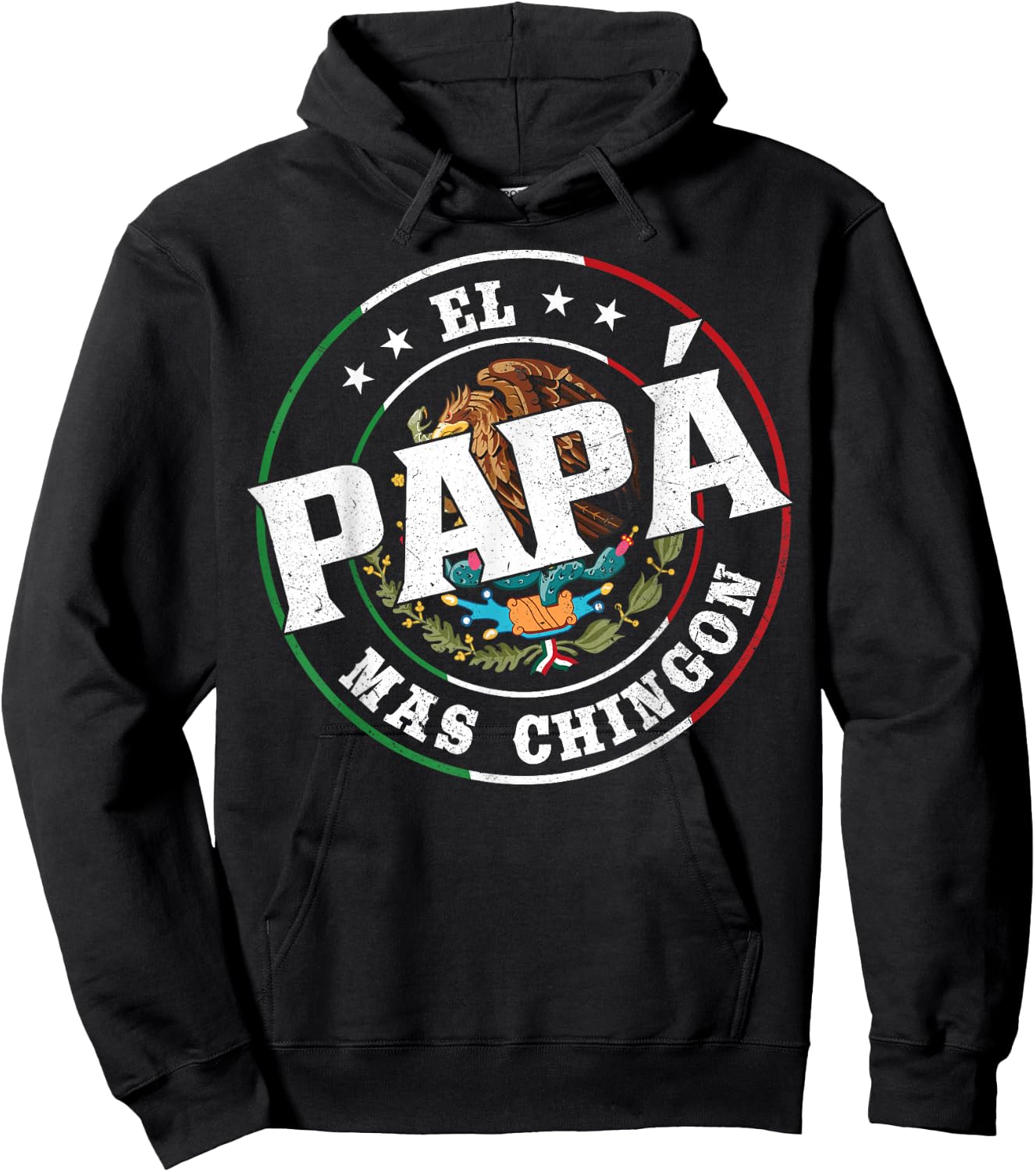 Father's Day El Papa Mas Chingon Funny Mexican Dad Spanish Hoodie - Hoodie | Black