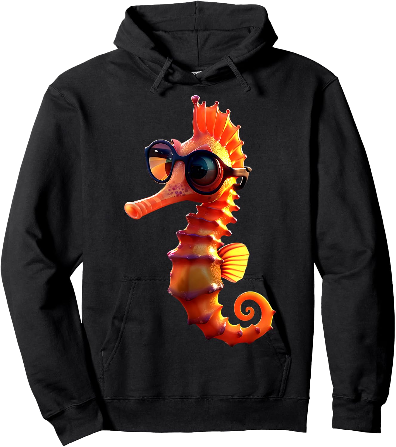 Seahorse with Sunglasses Aquarist Ocean Cute Seahorse , black Hoodie - Hoodie | Black