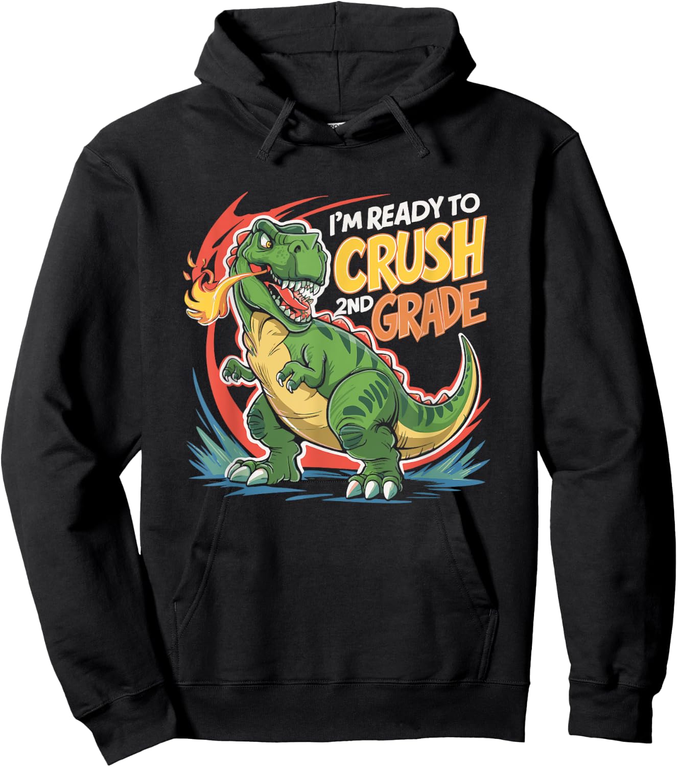 Boy Kid Ready To Crush 2nd Grade Dinosaur Back To School Hoodie - Hoodie | Black